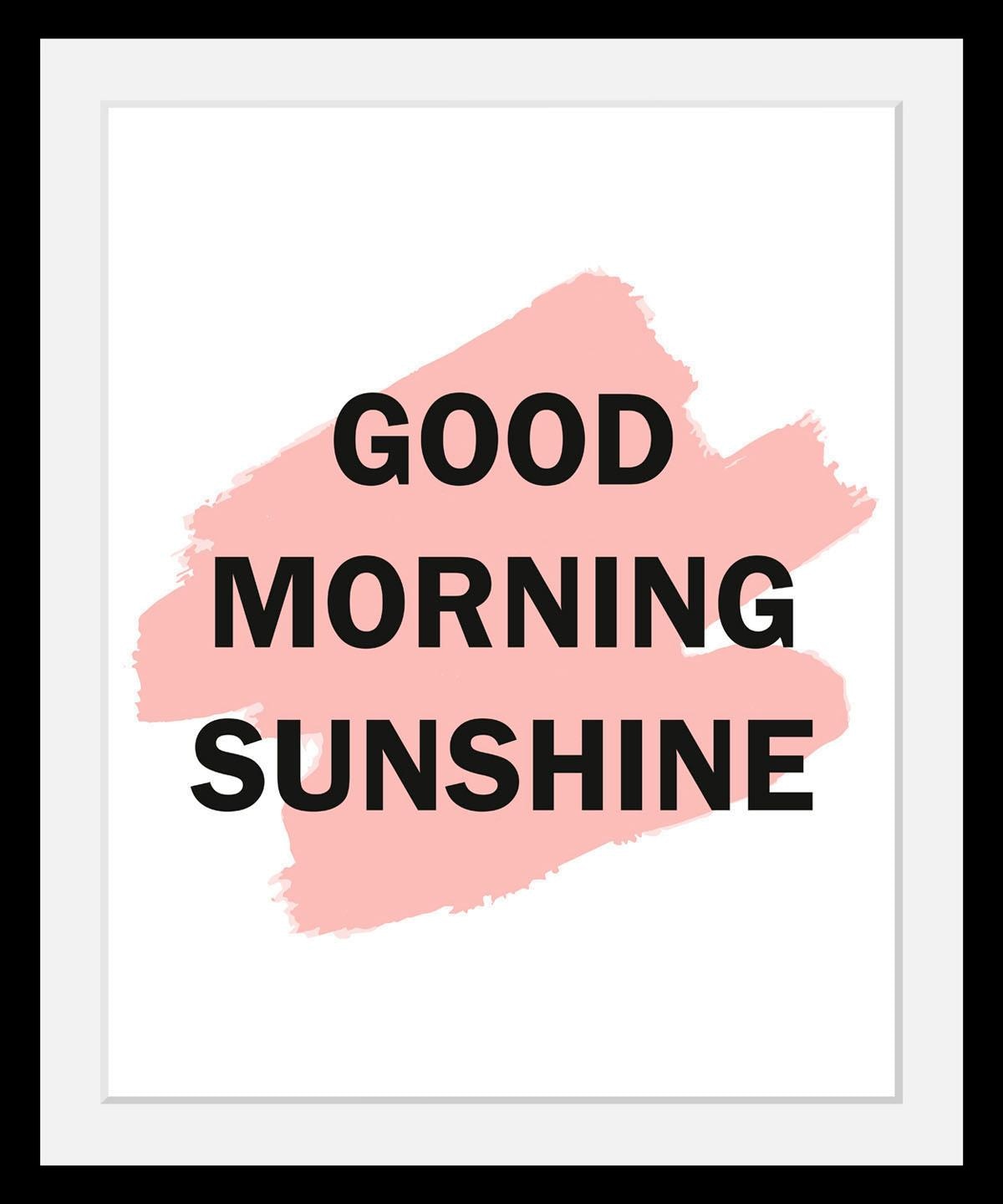 Image of queence Bild "Good Morning" Motivationsbilder Schriftzug Schwarz-Weiss HD Premium Poster-Druck inkl. Holzrahmen
