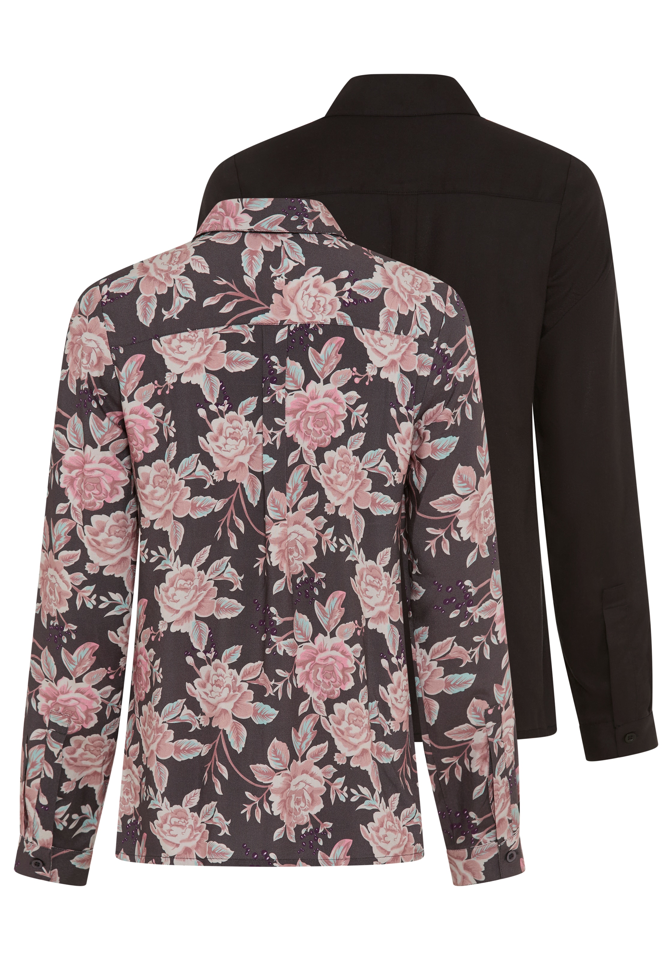 Laura Scott Paquet, pack de 2,  manches longues, en viscose, 1x uni et 1x imprimé