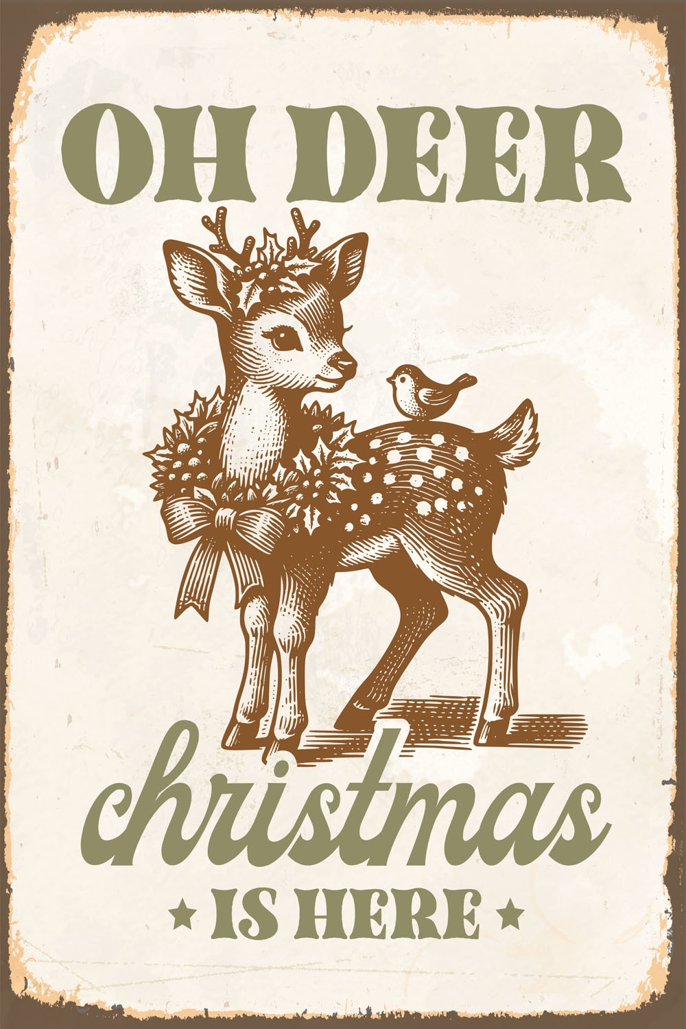 queence Alu-Dibond-Druck »Rehkitz« Rehe | Weihnachten 1 Stk. tlg. Deer, Christmas, Schild