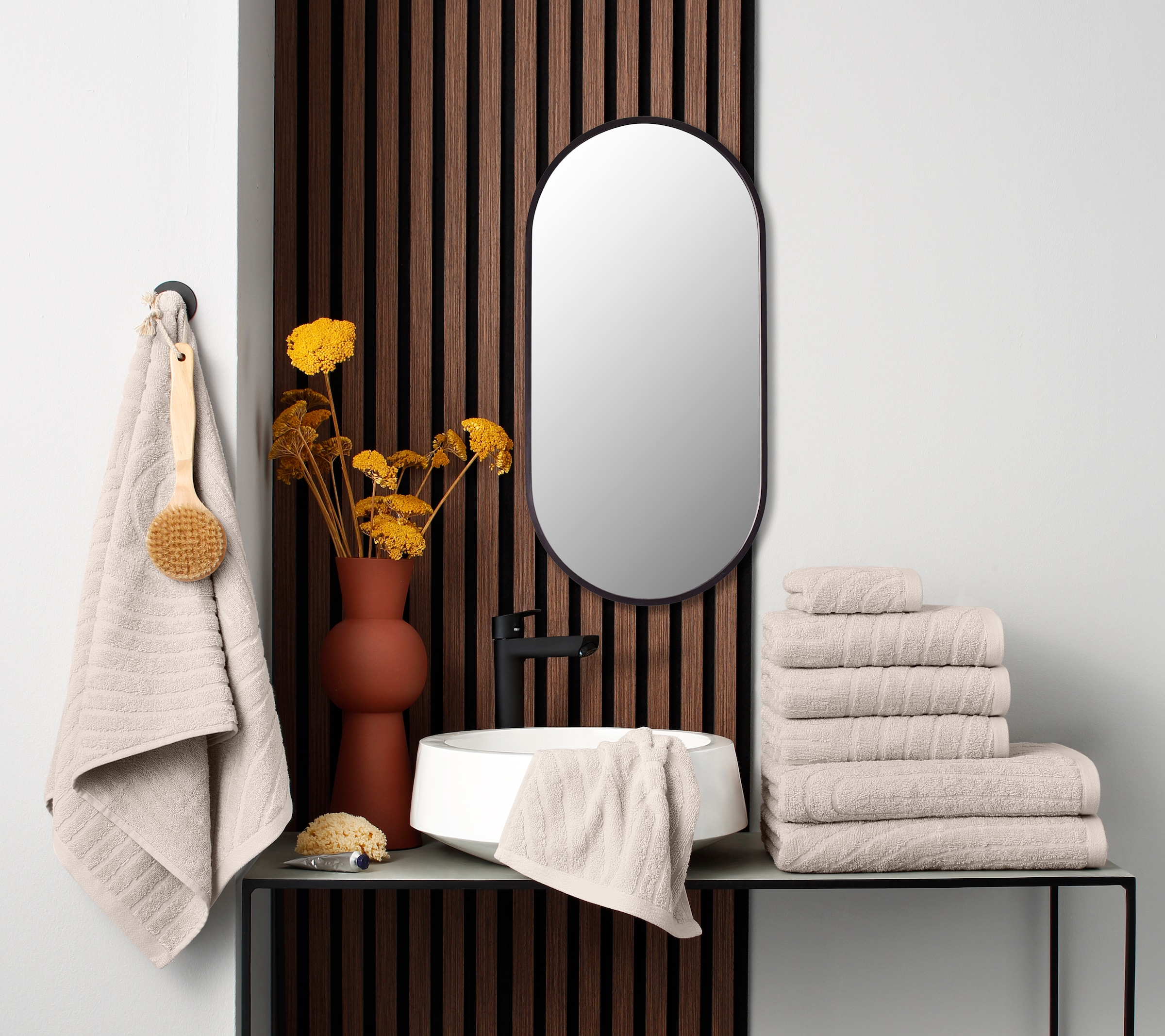 GOODproduct Set de serviettes »Handtuchset Ognon, Duschtücher, Handtücher, Gästetücher, Zen« Ensemble 8 Frottee mit Muster, Scandi, Boho, einfarbiges Handtuch-Set 100% Baumwolle