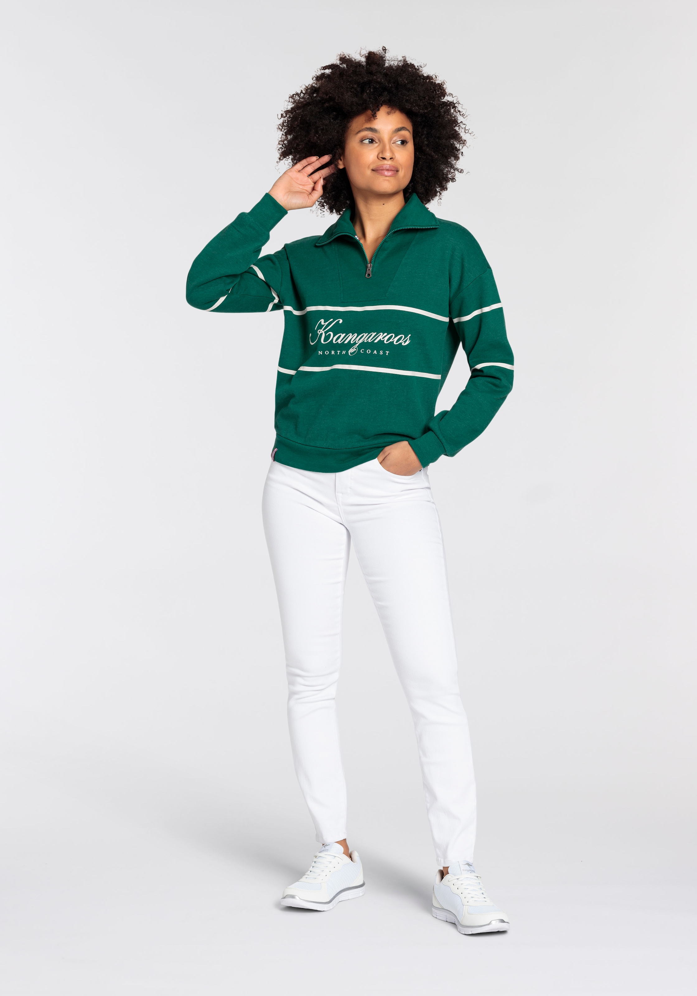 KangaROOS Sweatshirt, Troyer mit Stehkragen und Logo Print -NEUE-KOLLEKTION