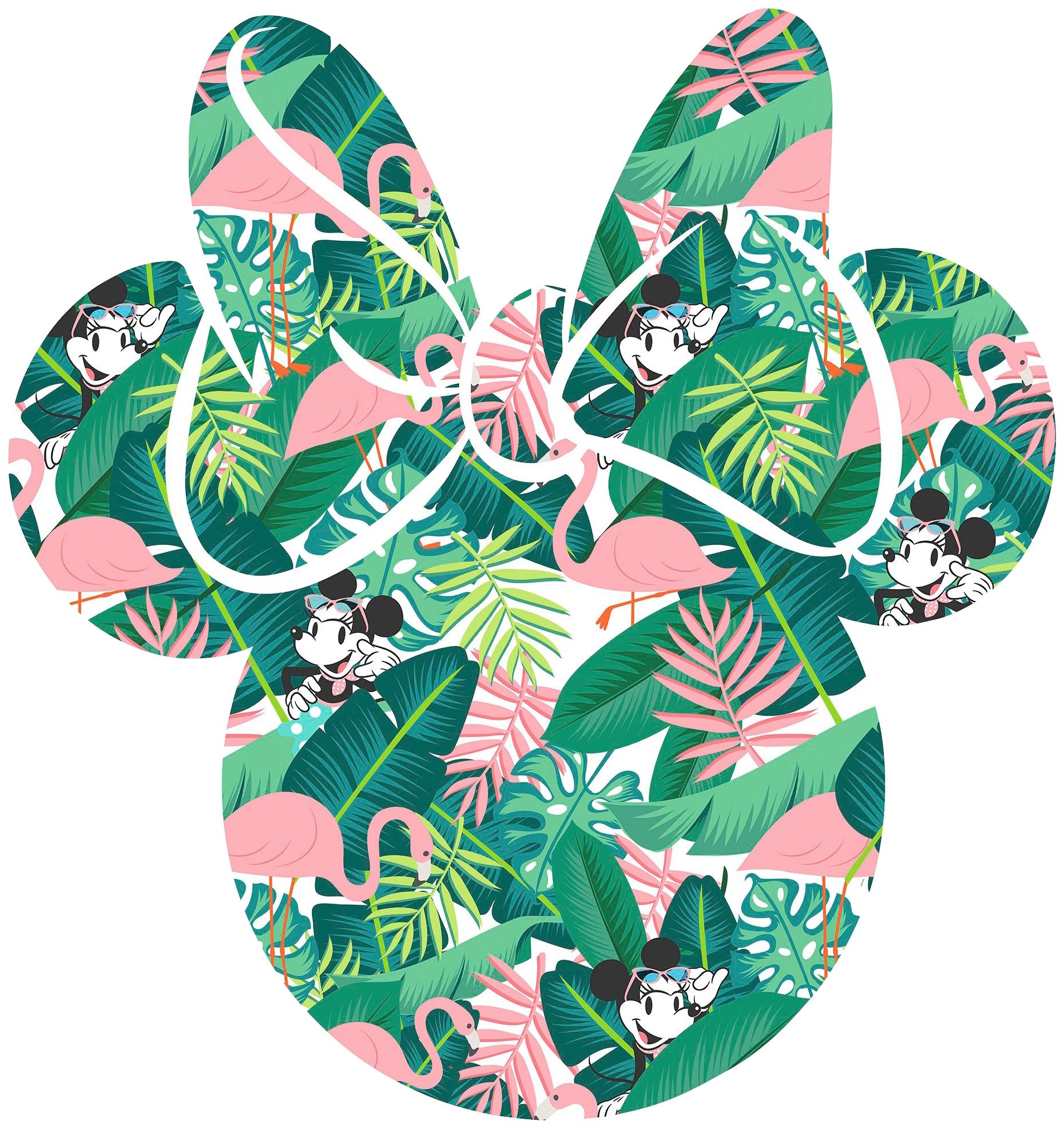 Image of Komar Vliestapete "Vlies selbstklebend - Minnie Head Tropical - Grösse 125 x 125 cm" bedruckt glatt Kinderzimmer