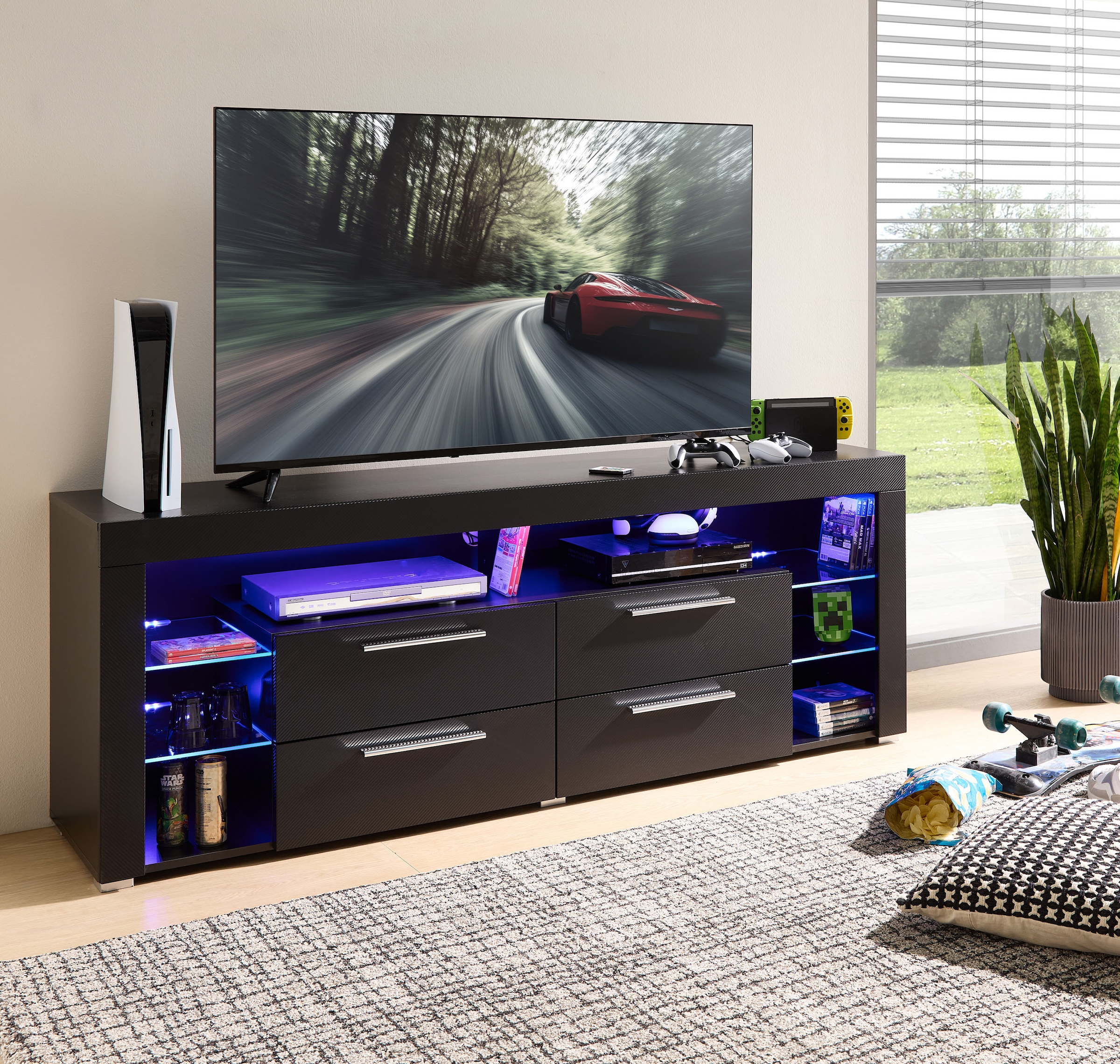 Stolkom TV-Schrank »Goal« 4 Schubkästen, 6 offenen Fächern, Stellmass 179/66/44 cm