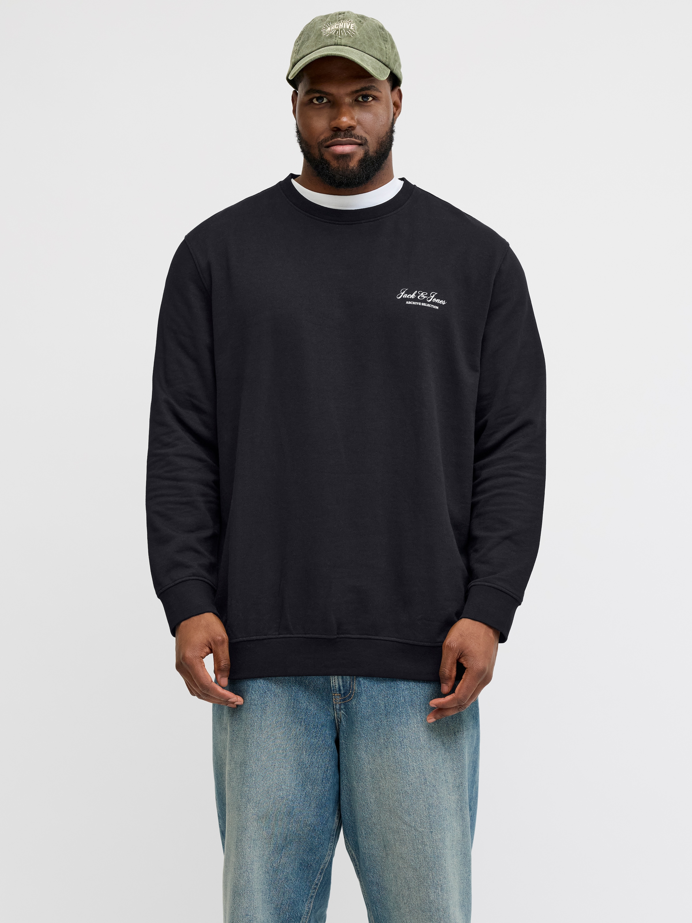 Jack & Jones PlusSize Sweat-shirt »JJEARCHIVE GRAPHIC SWEAT CN NOOS PLS«, mélange coton, coupe décontractée
