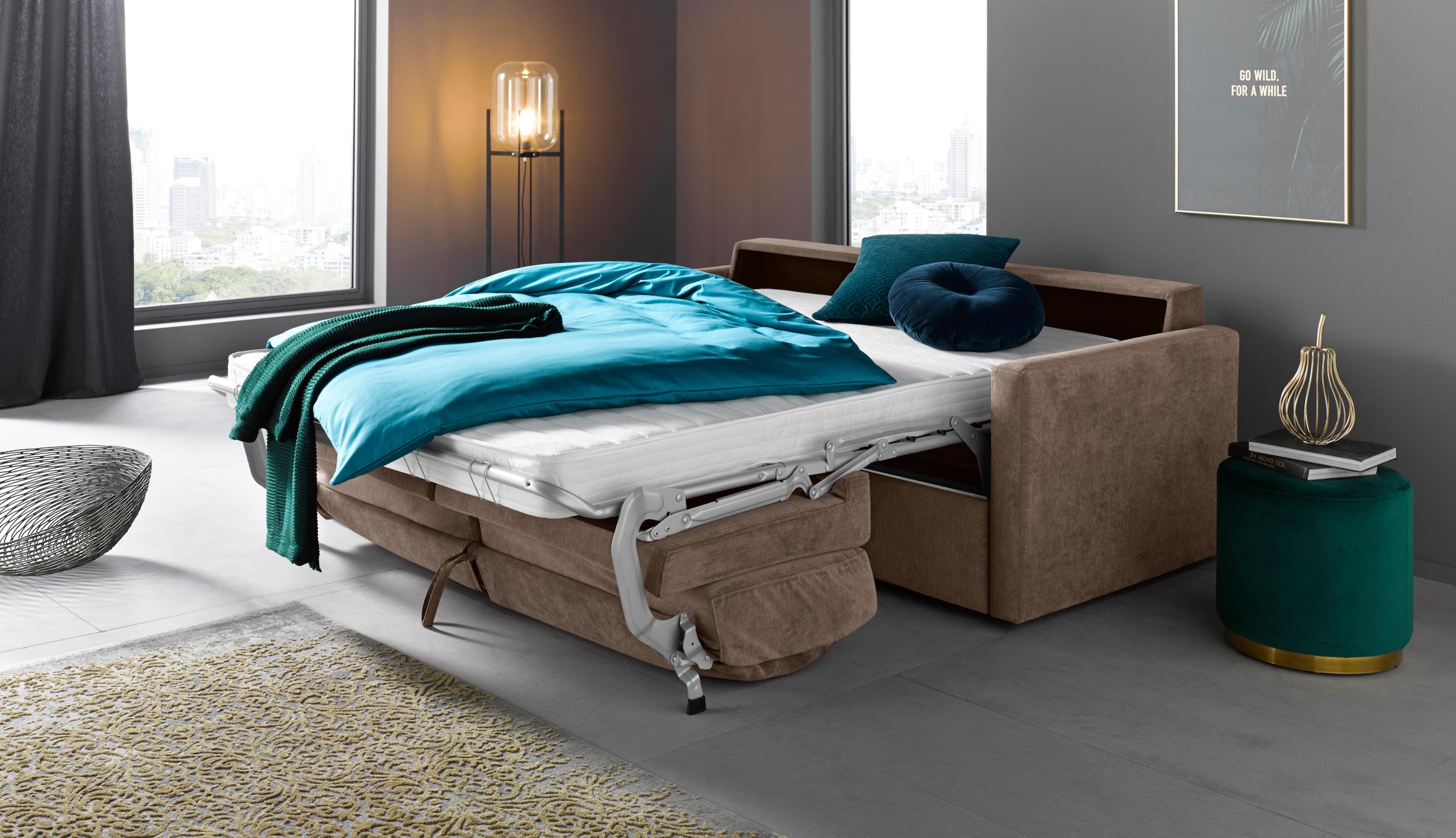 Places of Style Schlafsofa »GOLDPOINT 182cm, Dauerschläfer, Liegefläche 140/200 cm,«, 3-Sitzer mit Dauerschläfer-Funktion, Bonell-Federkernmatratze