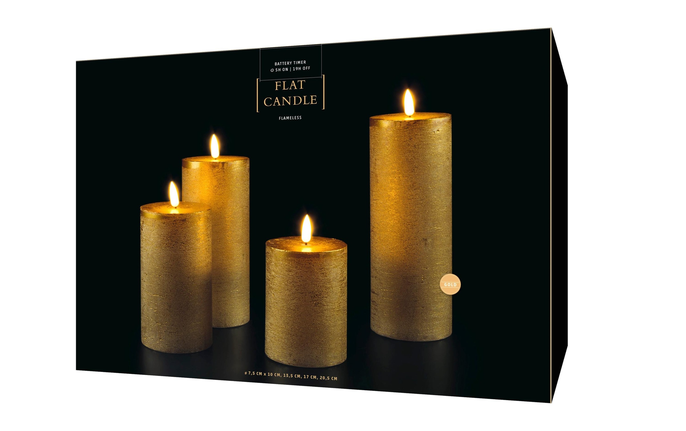 STT LED-Kerze »4er Set Flat Goldfarben«