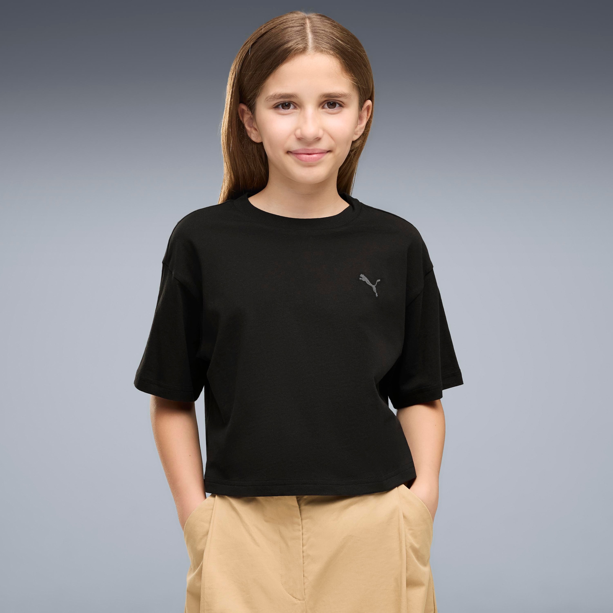 Image of PUMA T-Shirt "CLASS RELAXED SHORT LENGHT GRAPHIC TEE G" für Jugendliche, sportlicher Stil, mit Rundhalsausschnitt