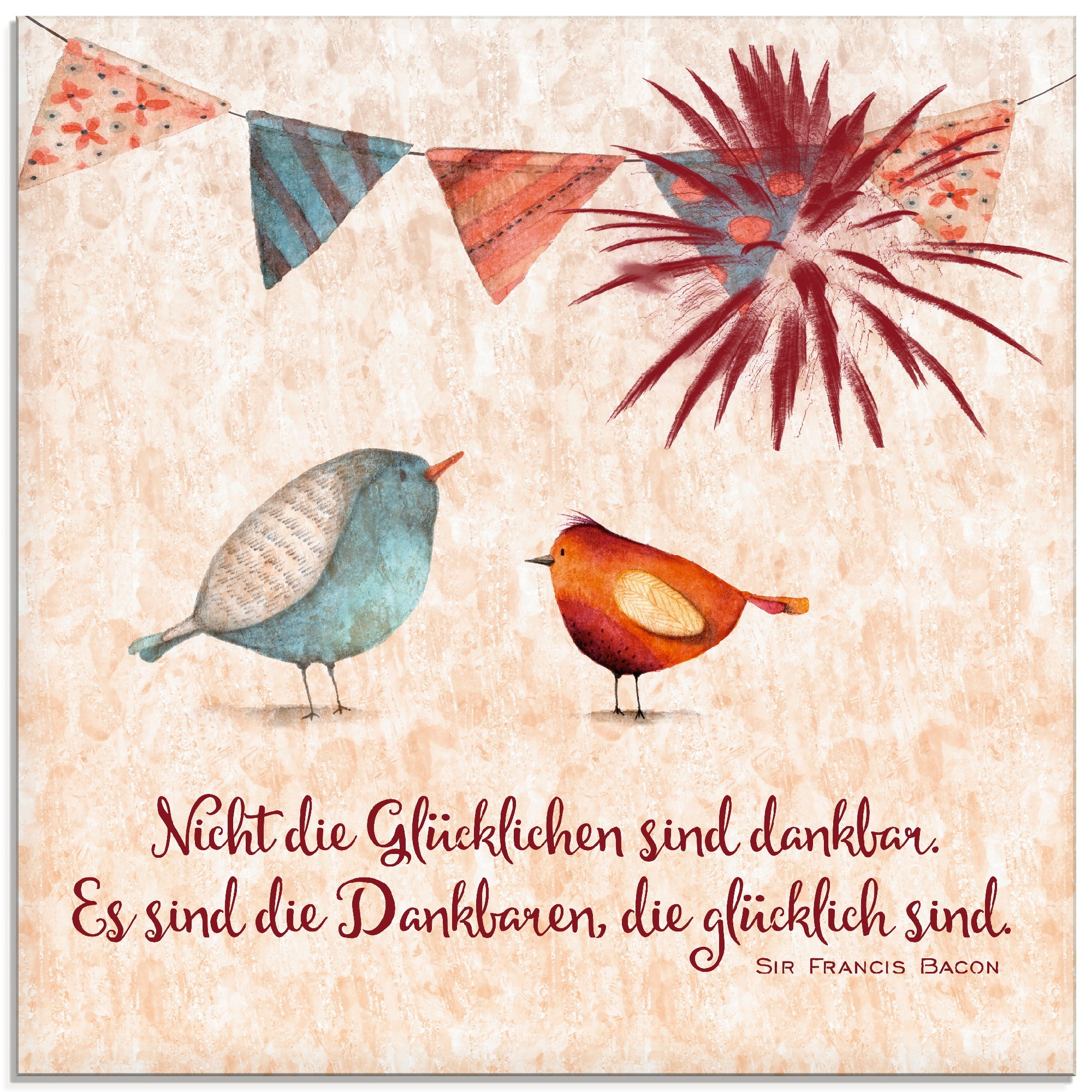 Image of Artland Glasbild "Lebensweisheit Glücklich" Tiere 1 Stk. tlg. in verschiedenen Grössen