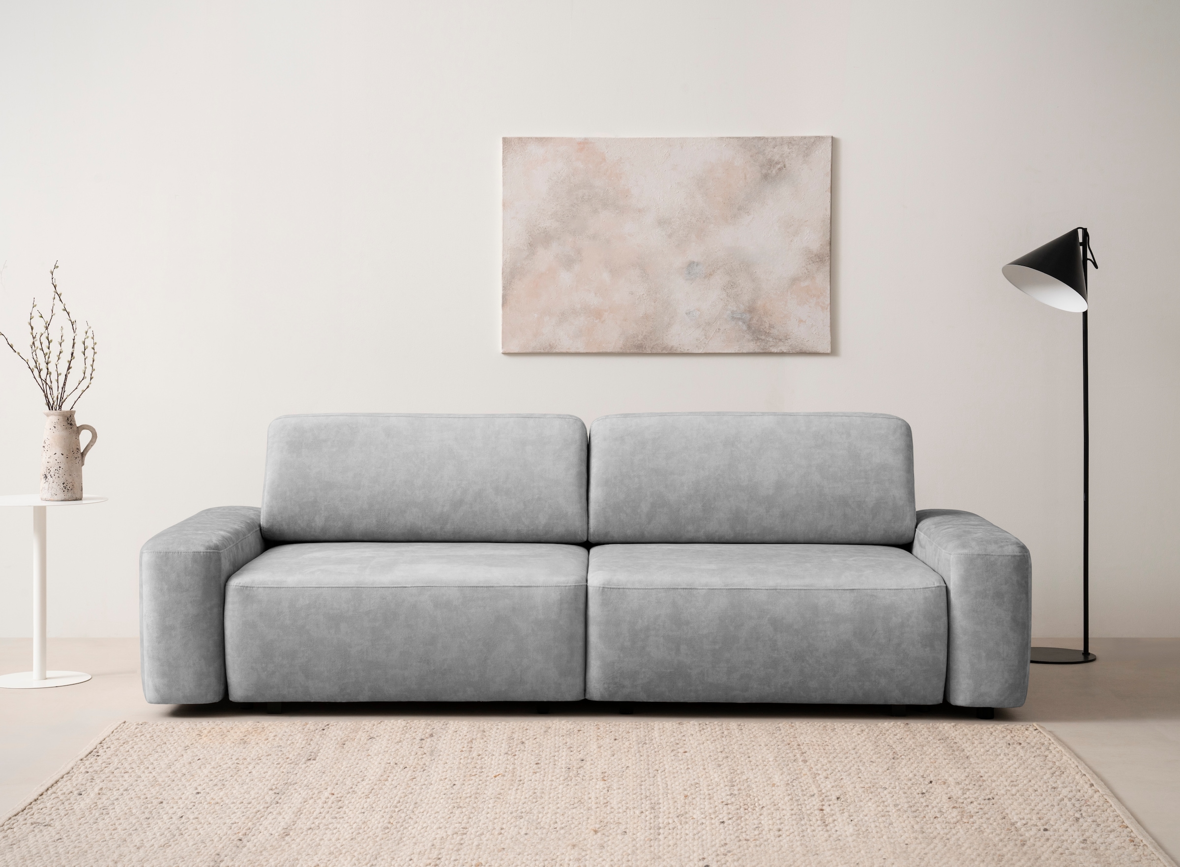 Image of Home affaire 3-Sitzer "TORGE (257cm), Sofa,Schlafsofa in Cord, Samtvelours, Struktur fein" rundes Design, Schlaffunktion u. Bettkasten, Liegefläche: 135/200 cm