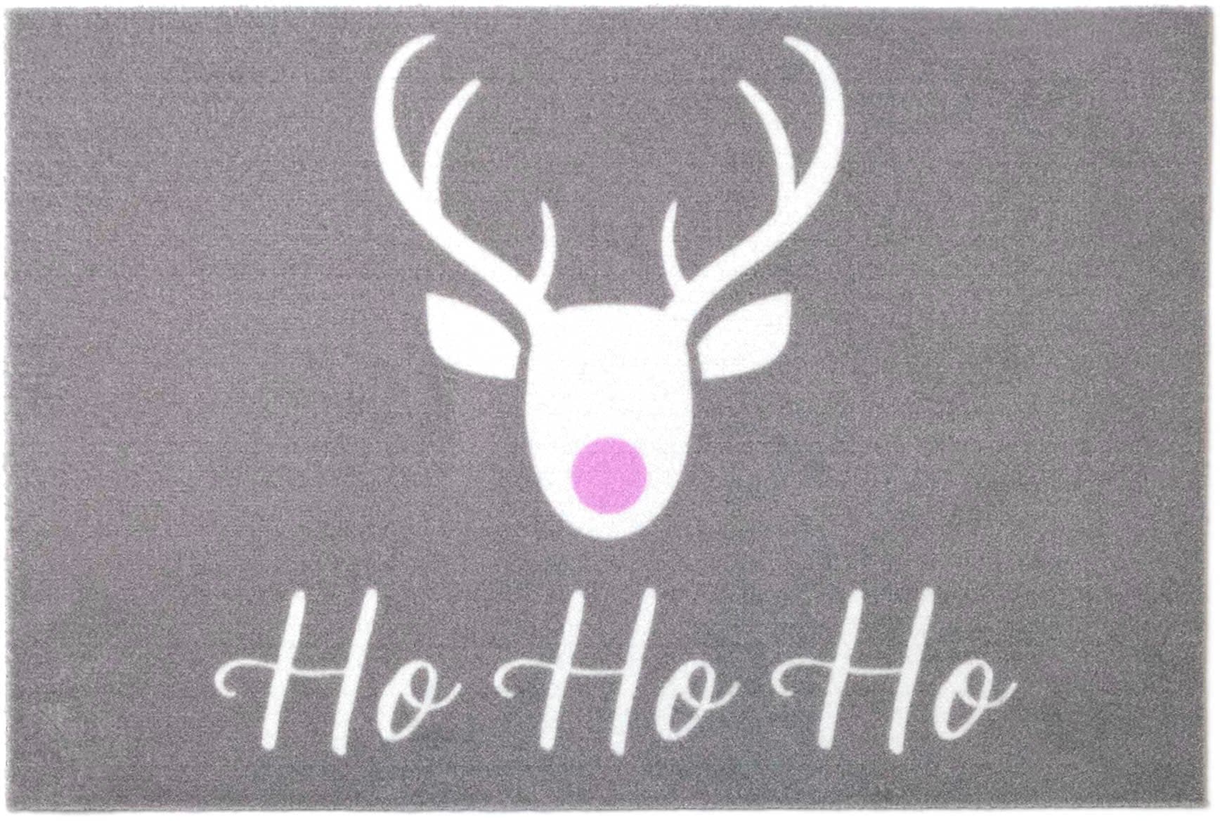 Image of Primaflor-Ideen in Textil Fussmatte "VELVET - HOHOHO, Made in Belgium" rechteckig 5 mm Höhe Schmutzfangmatte, Weihnachten, mit Spruch, waschbar, rutschhemmend