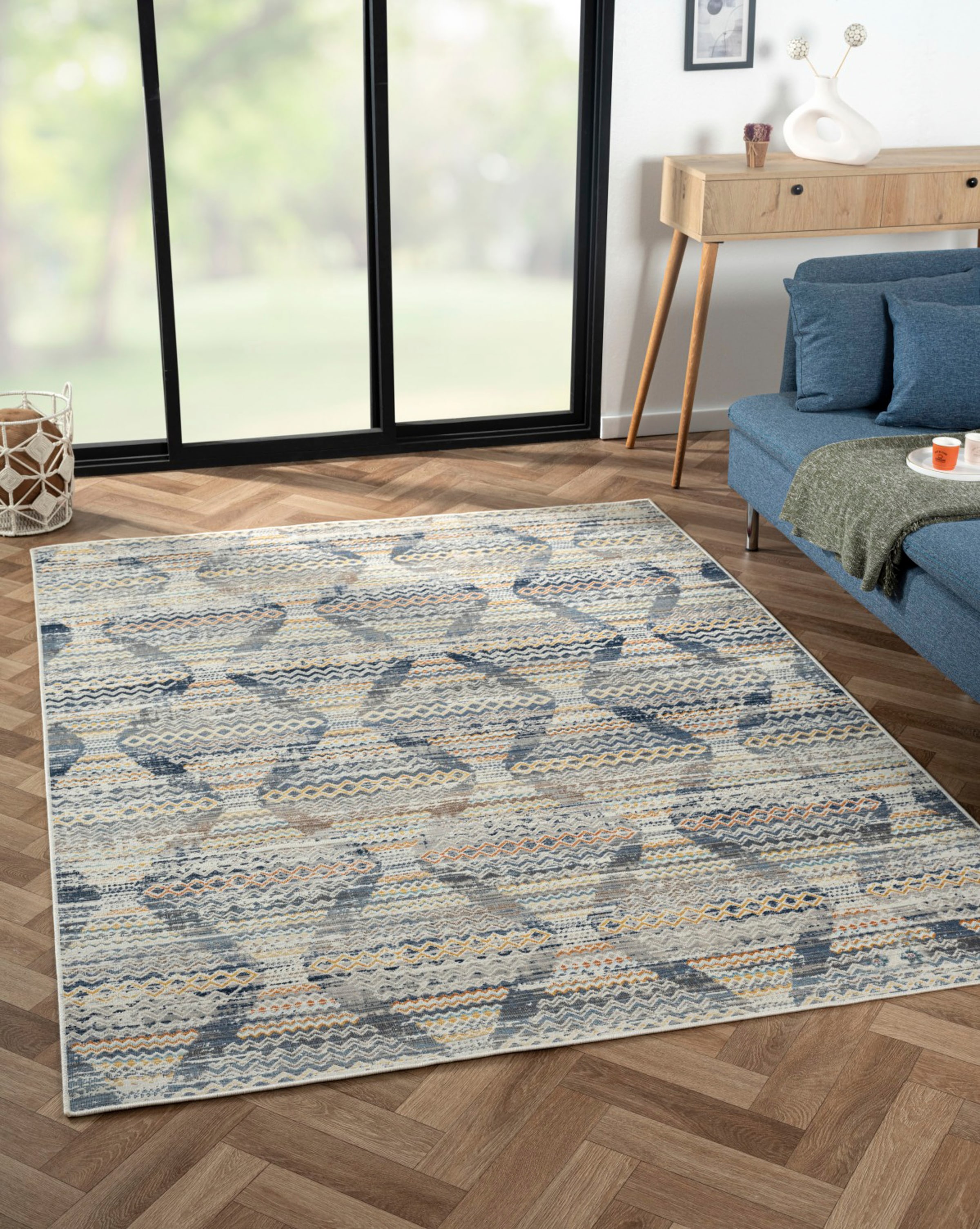 Image of Myflair Möbel & Accessoires Teppich "Aurora 1" rechteckig 2 mm Höhe Flachgewebe, im modernem Used Look, superflach, weich durch Microfaser