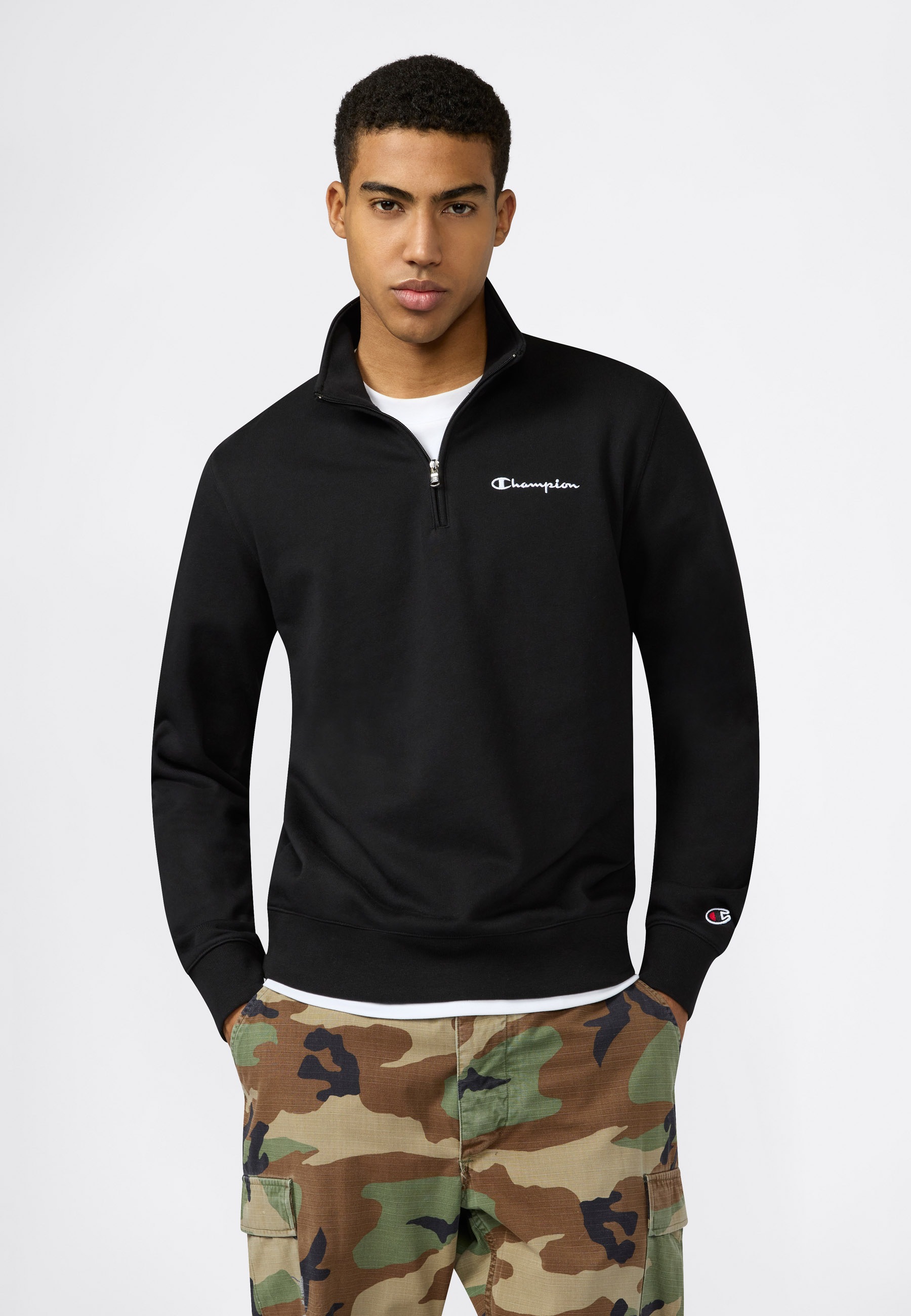 Image of Champion Sweatshirt "ICONS CONTRAST Terry Half Zip Sweatshirt", sportlicher Schnitt, Halb-Zip-Verschluss