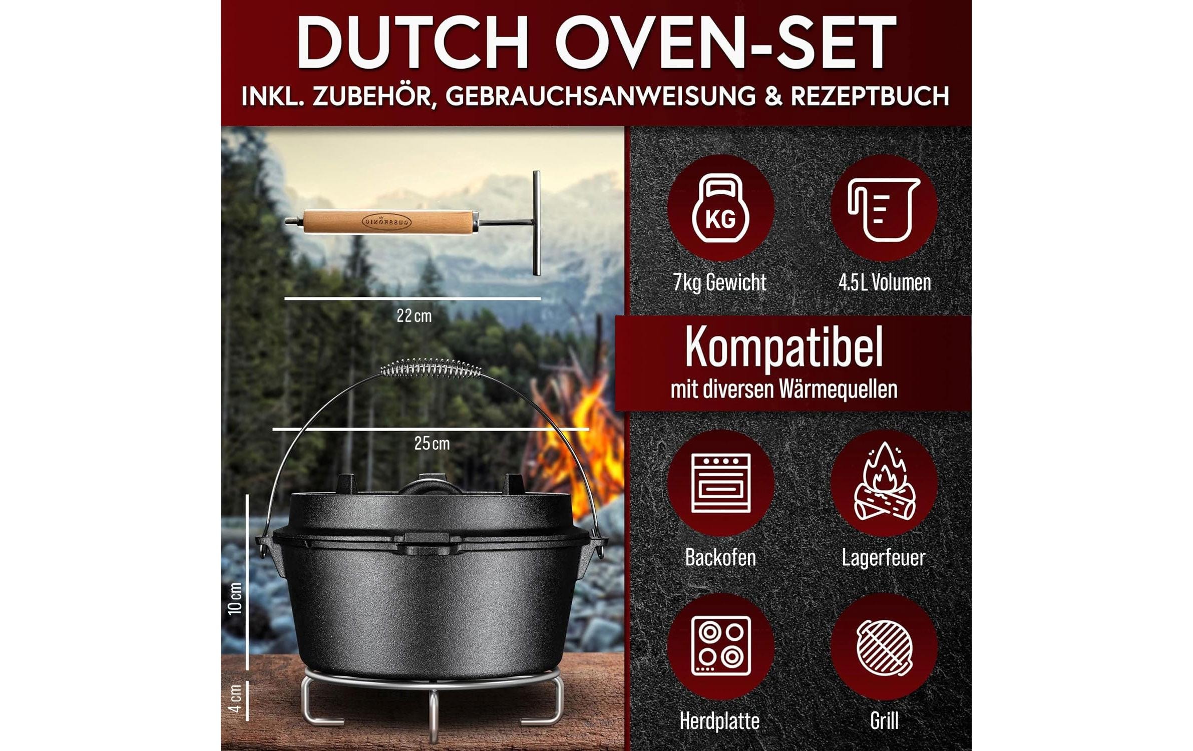   Marmite à barbecue »Gusskoenig Gusseisen Set Holzbox 8-teilig« 8 cuis tlg.