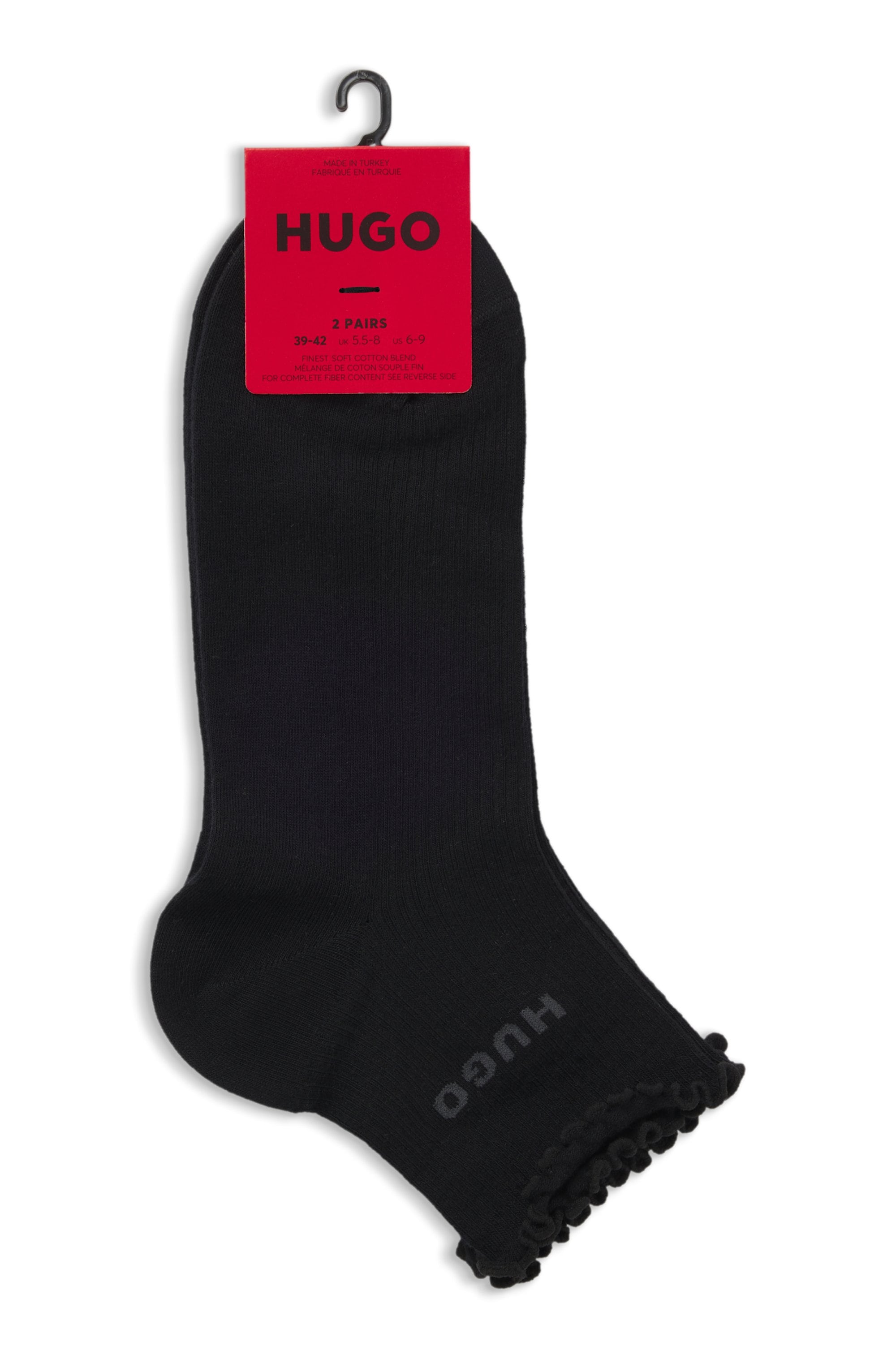 HUGO Underwear Chaussettes courtes mit gewellter Kante, Rippstruktur