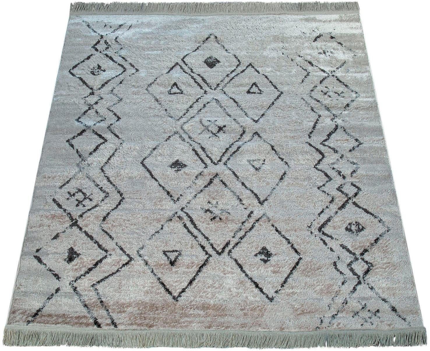 Image of Paco Home Teppich »Kelim 317«, rechteckig, 19 mm Höhe, Scandi Design, Rauten Muster, mit Fransen, ideal im Wohnzimmer & Schlafzimmer bei Ackermann Versand Schweiz