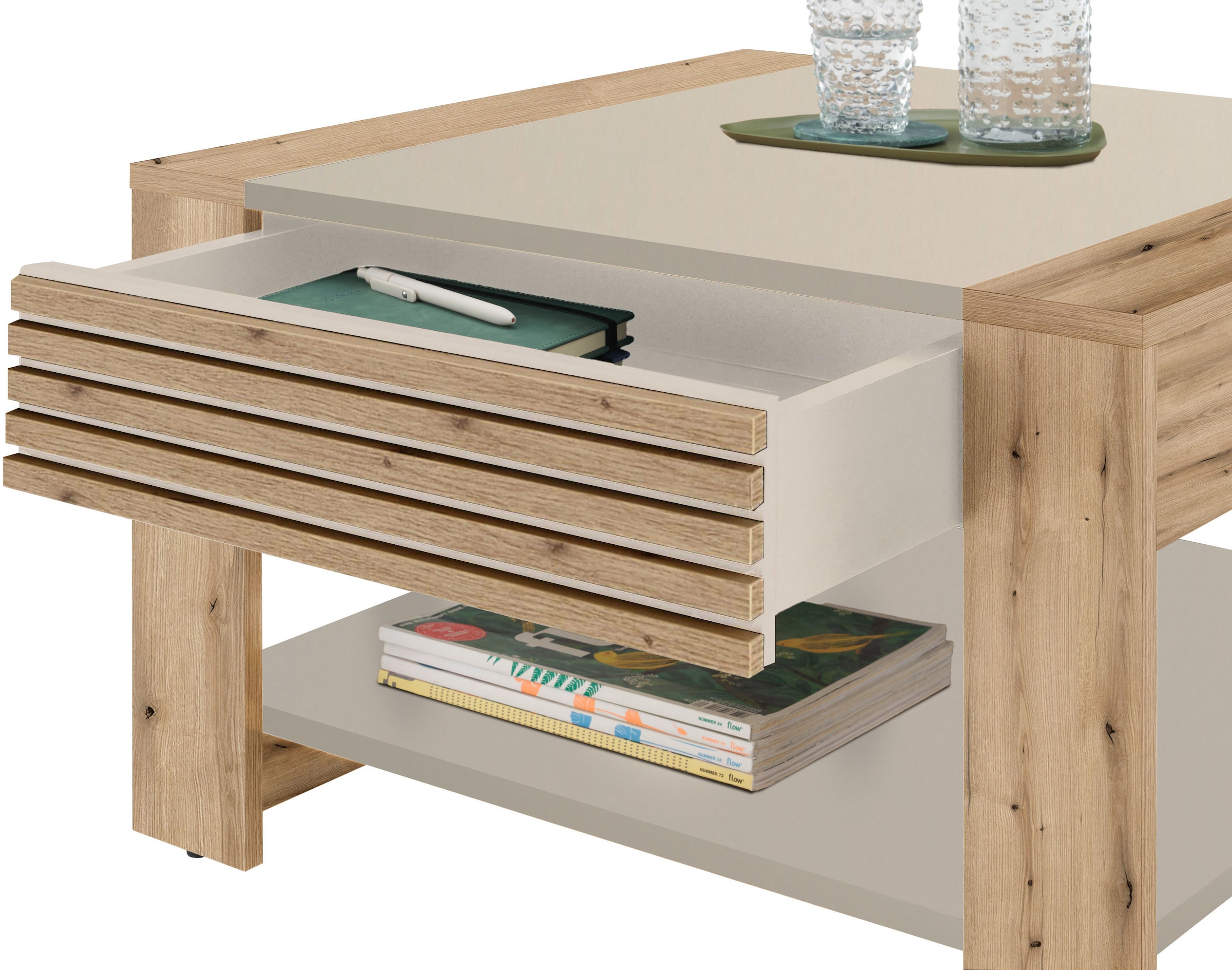 Stolkom Table basse »Feli Couchtisch B/H/T 70x42x70 cm« 1 cuis tlg. MDF, fest verleimten Stäbchen
