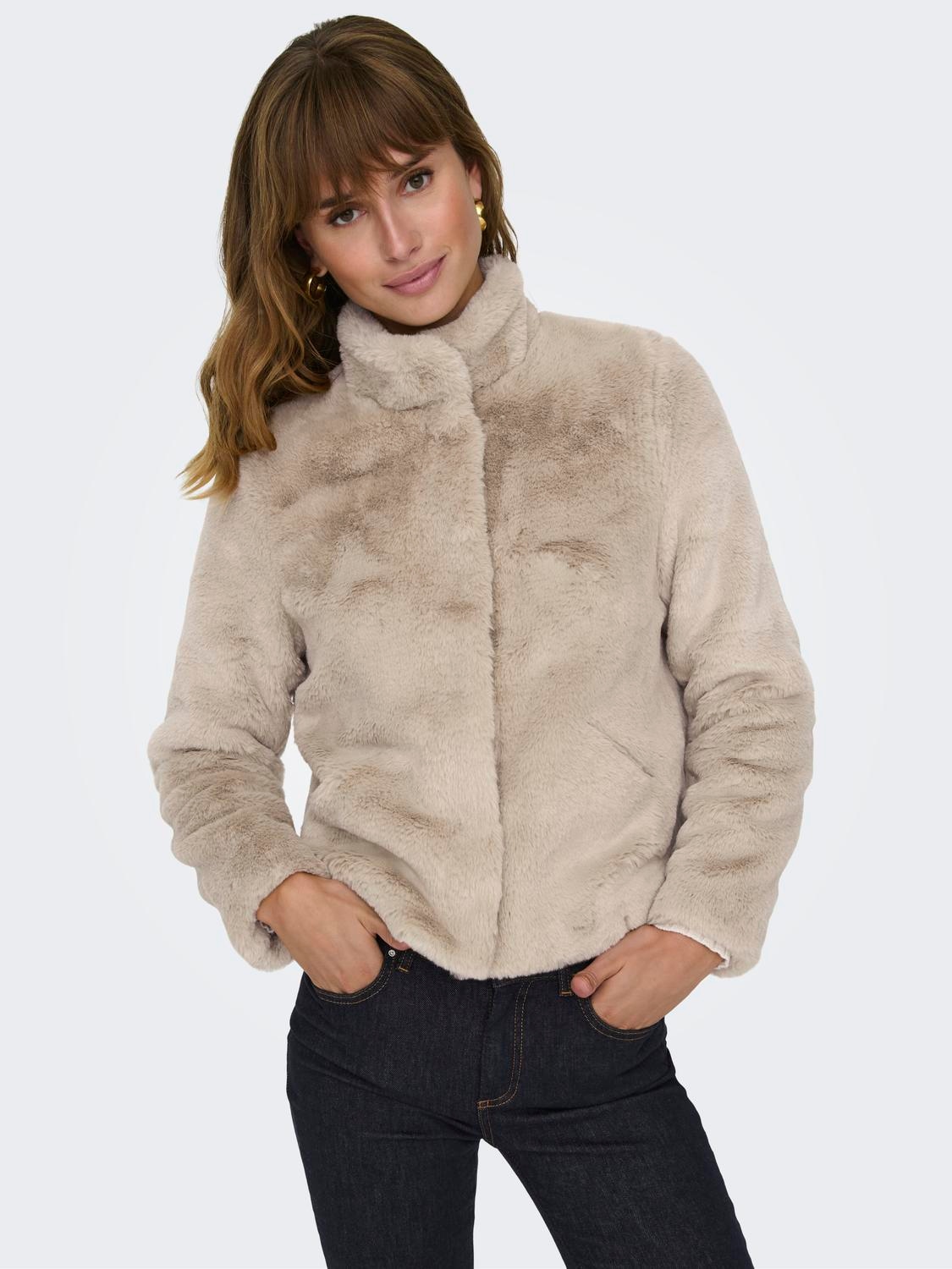 ONLY Fellimitatjacke »ONLNEWVIDA LIFE FAUX FUR JACKET OTW CC« ohne Kapuze Kunstfaser,