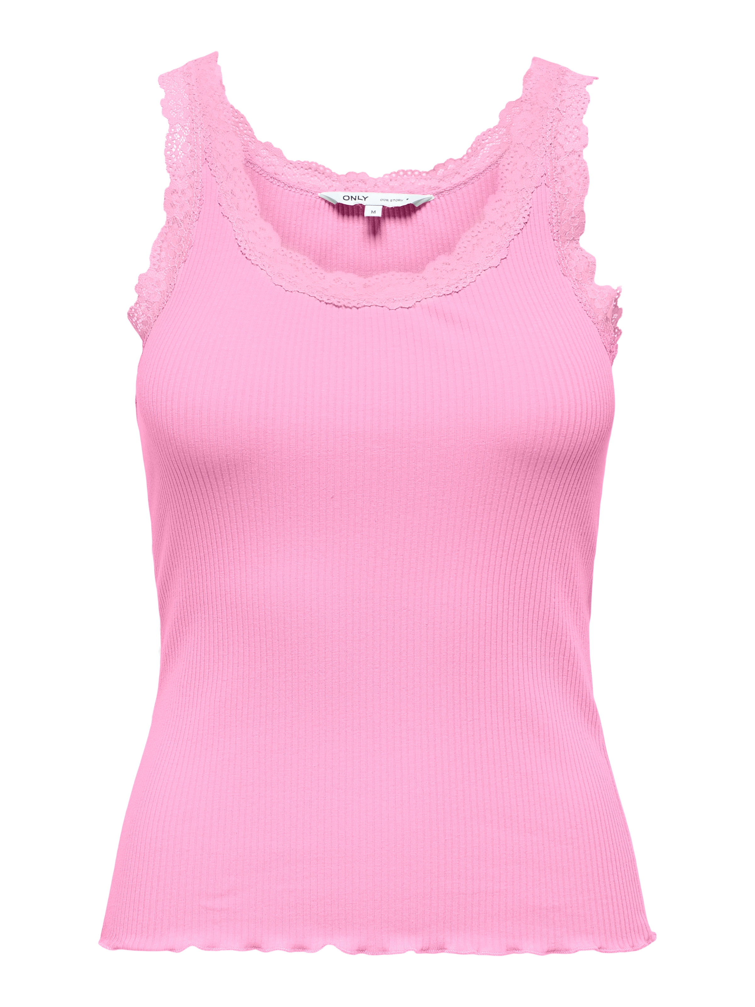 Image of ONLY Tanktop "ONLSARA – Tanktop mit Spitzendetail am Ausschnitt" Baumwollmischung, regular fit