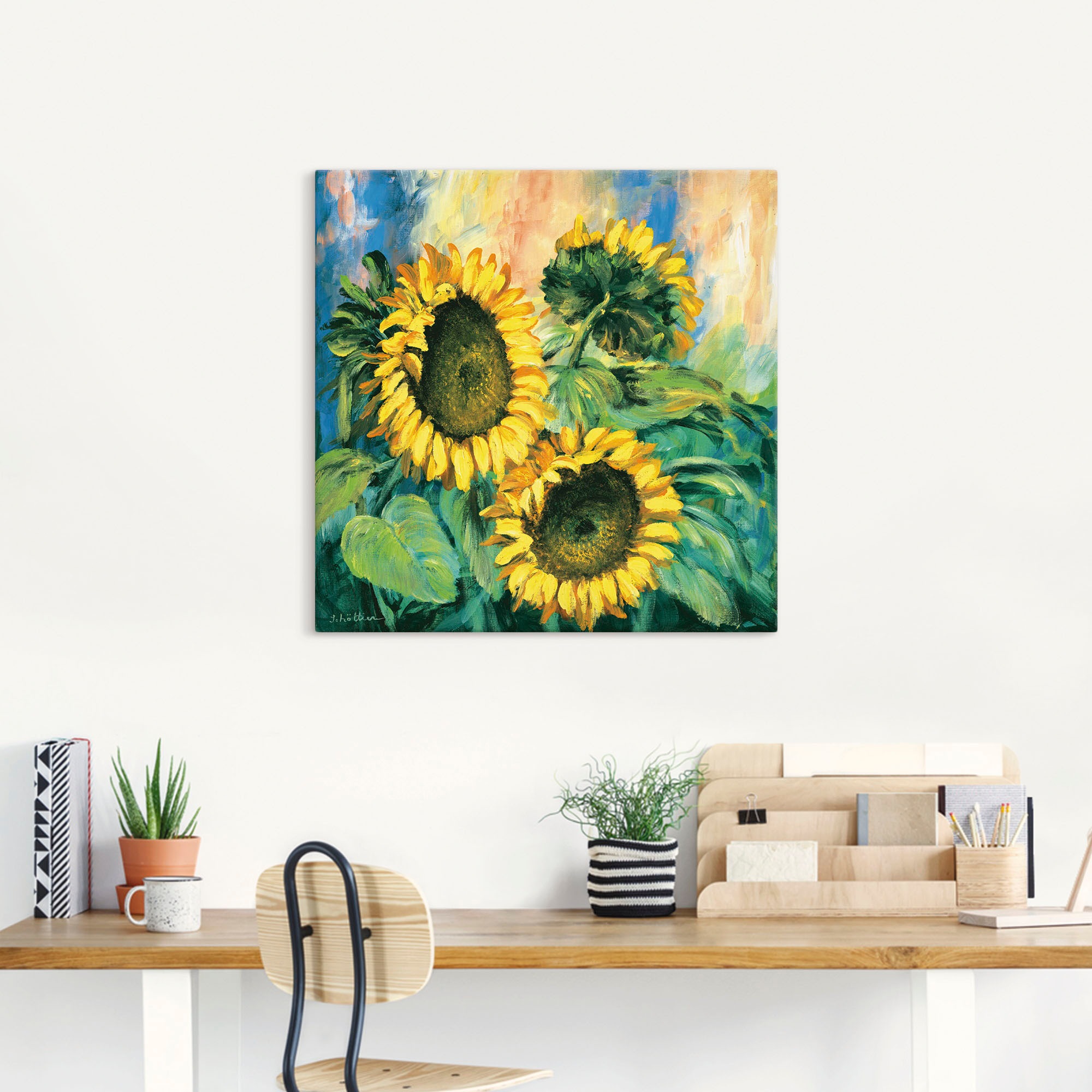 Artland Tableau sur toile »Sonnenblumen II« 1 cuis tlg. auf Holzrahmen gespannt