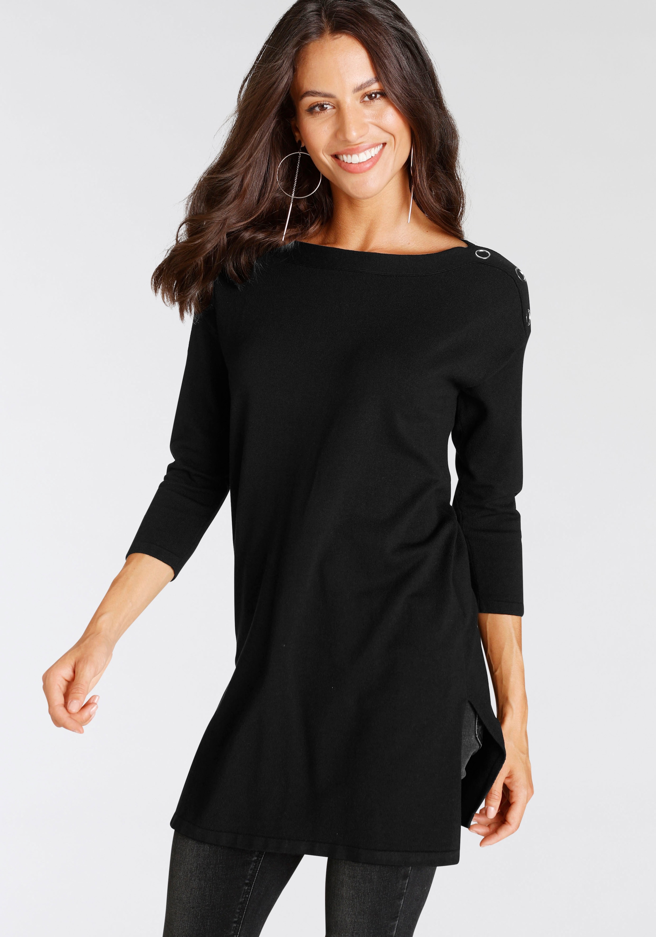 Image of Laura Scott Strickpullover mit 3/4 Ärmeln und Nietendetail