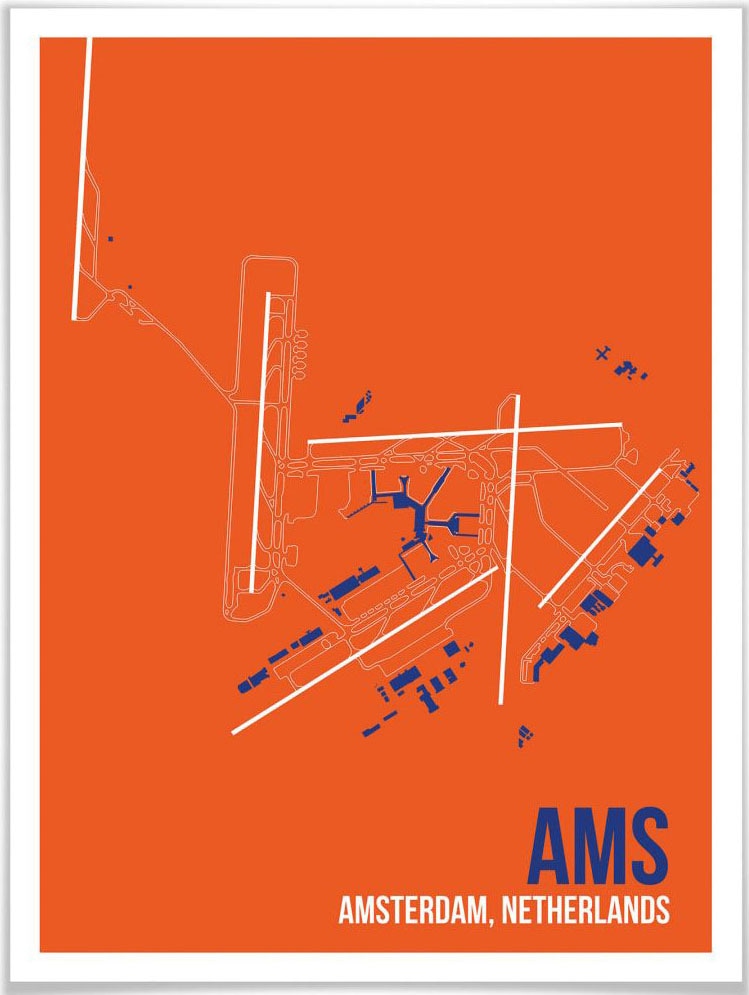 Amsterdam«, AMS Wall-Art prix à Grundriss Bild, »Wandbild Grundriss, Wandposter (1 bas Wandbild, Poster St.), Poster,