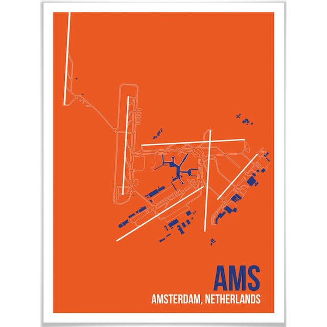 Wall-Art Poster »Wandbild AMS Grundriss Amsterdam«, Grundriss, (1 St.),  Poster, Wandbild, Bild, Wandposter à bas prix