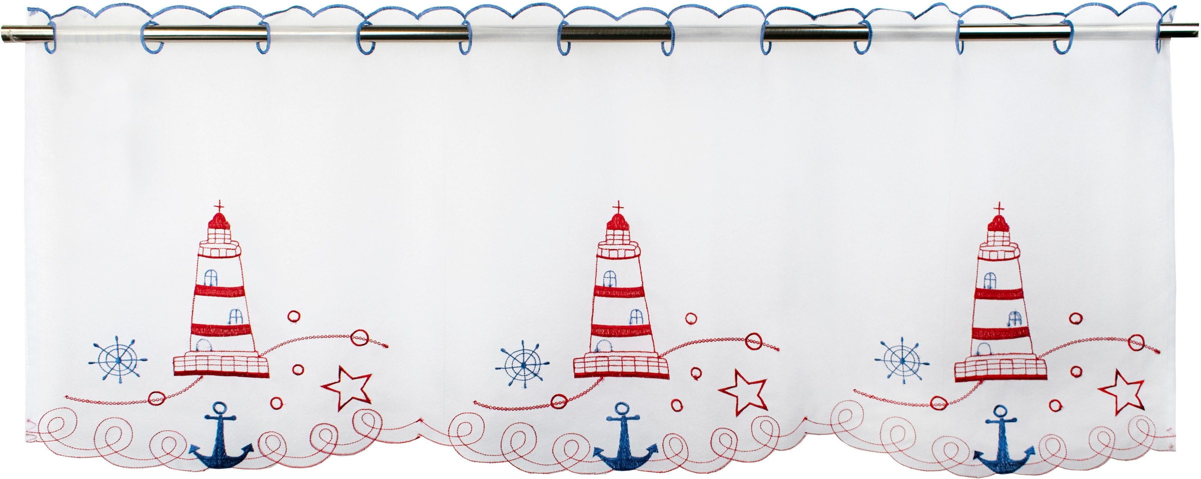 Delindo Lifestyle Rideau à vitres »Roter Leuchtturm« Passage tige 1 cuis tlg. avec passage de tringle pour la cuisine