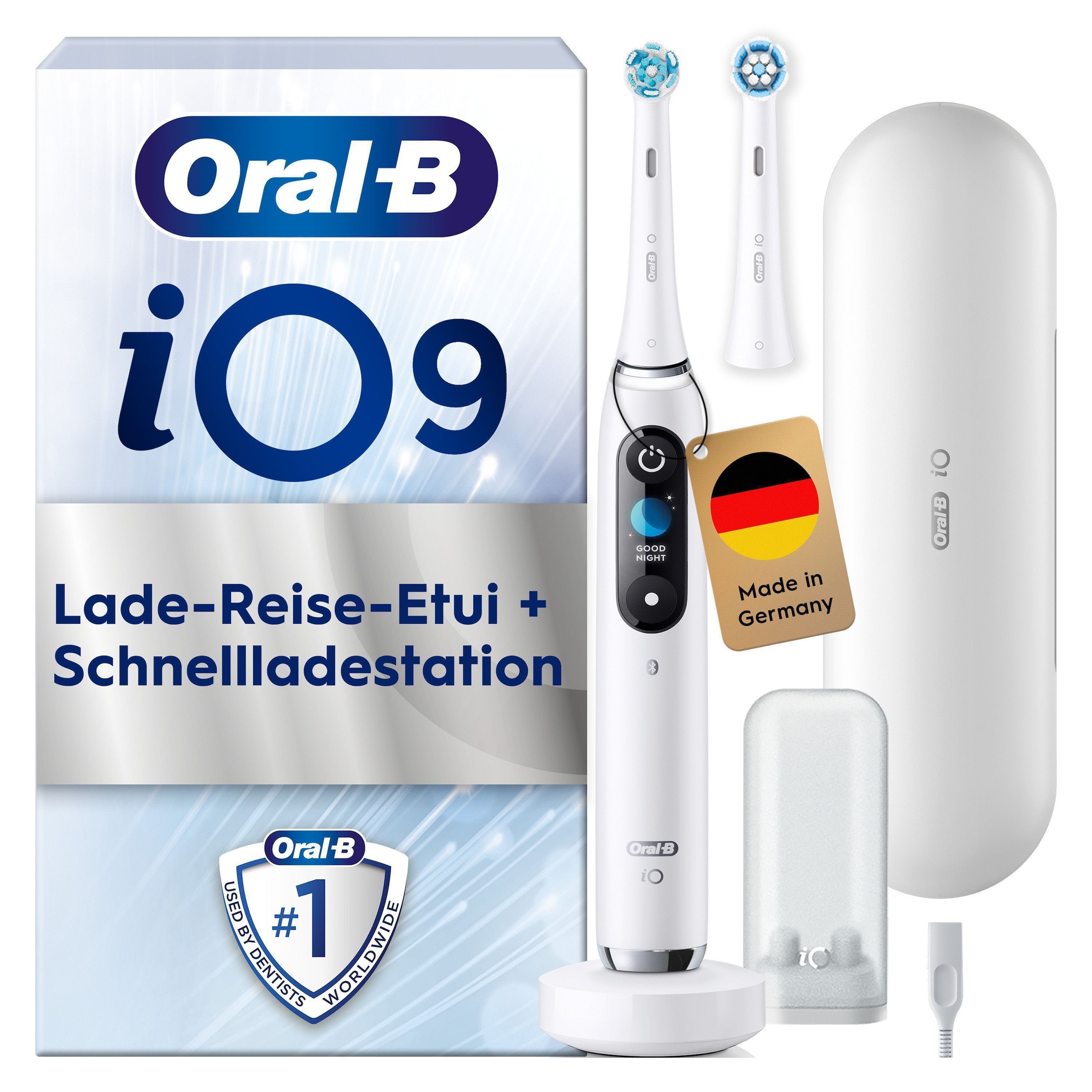Oral-B Brosse à dents électrique »Oral-B iO Series 9« 2 cuis Aufsteckbürsten 7 modes de brossage pour soins dentaires, analyse 3D, écran couleur & étui de voyage avec charge
