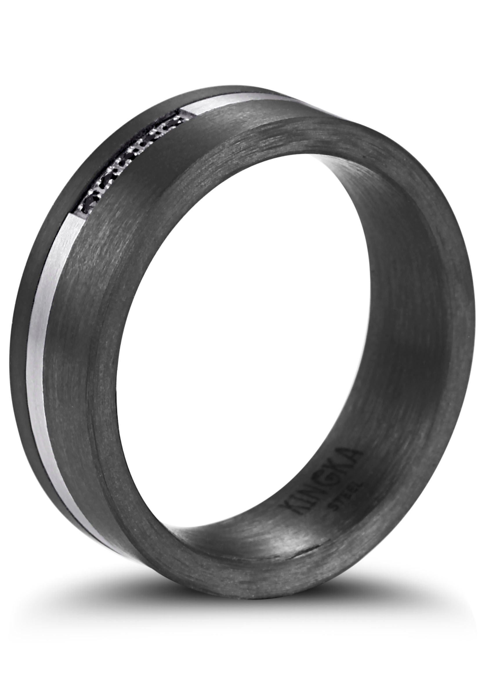 Kingka Partnerring "Carbon" mit Zirkonia (synth.)