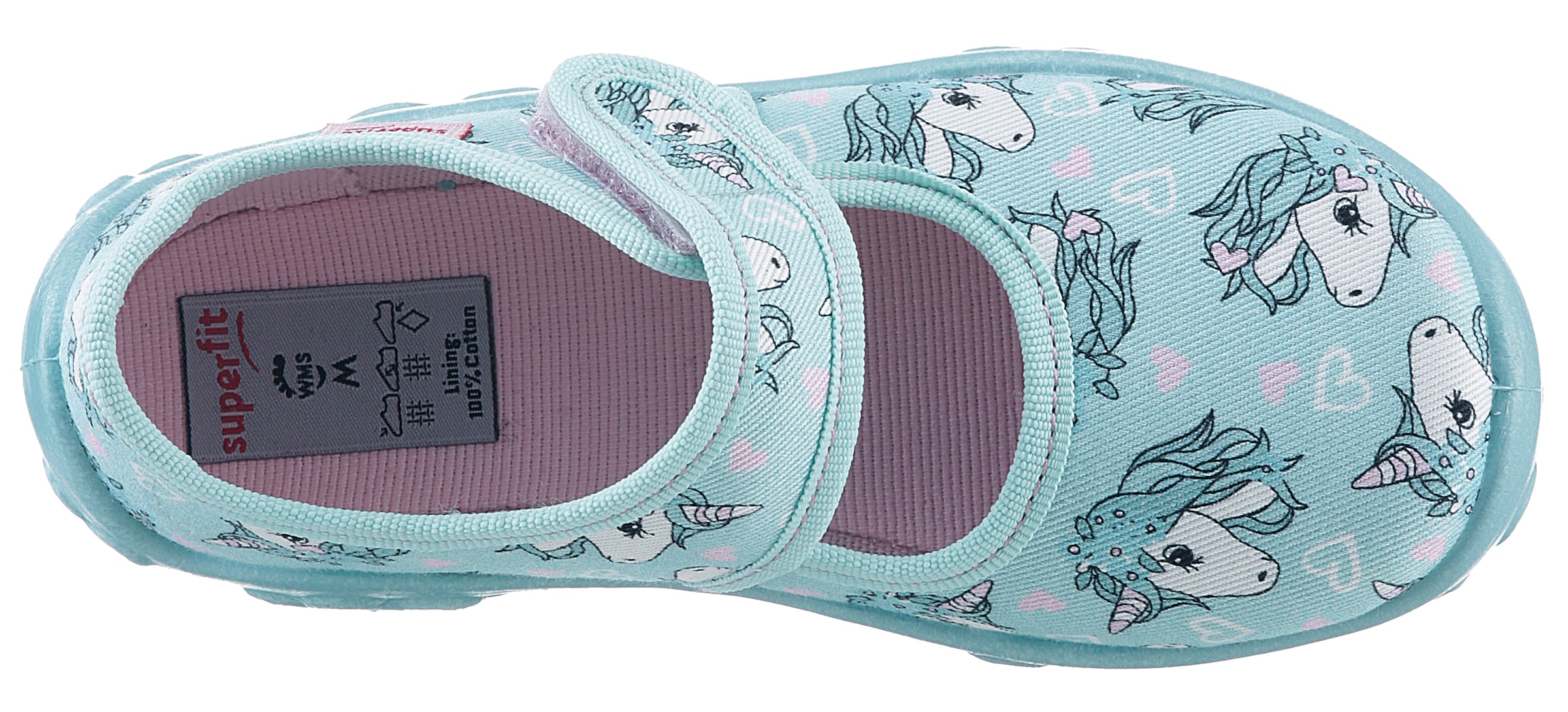 Superfit Chausson »BONNY, WMS: mittel«  Chaussure de jardin d'enfants avec motif licorne, gabarit de taille à télécharger