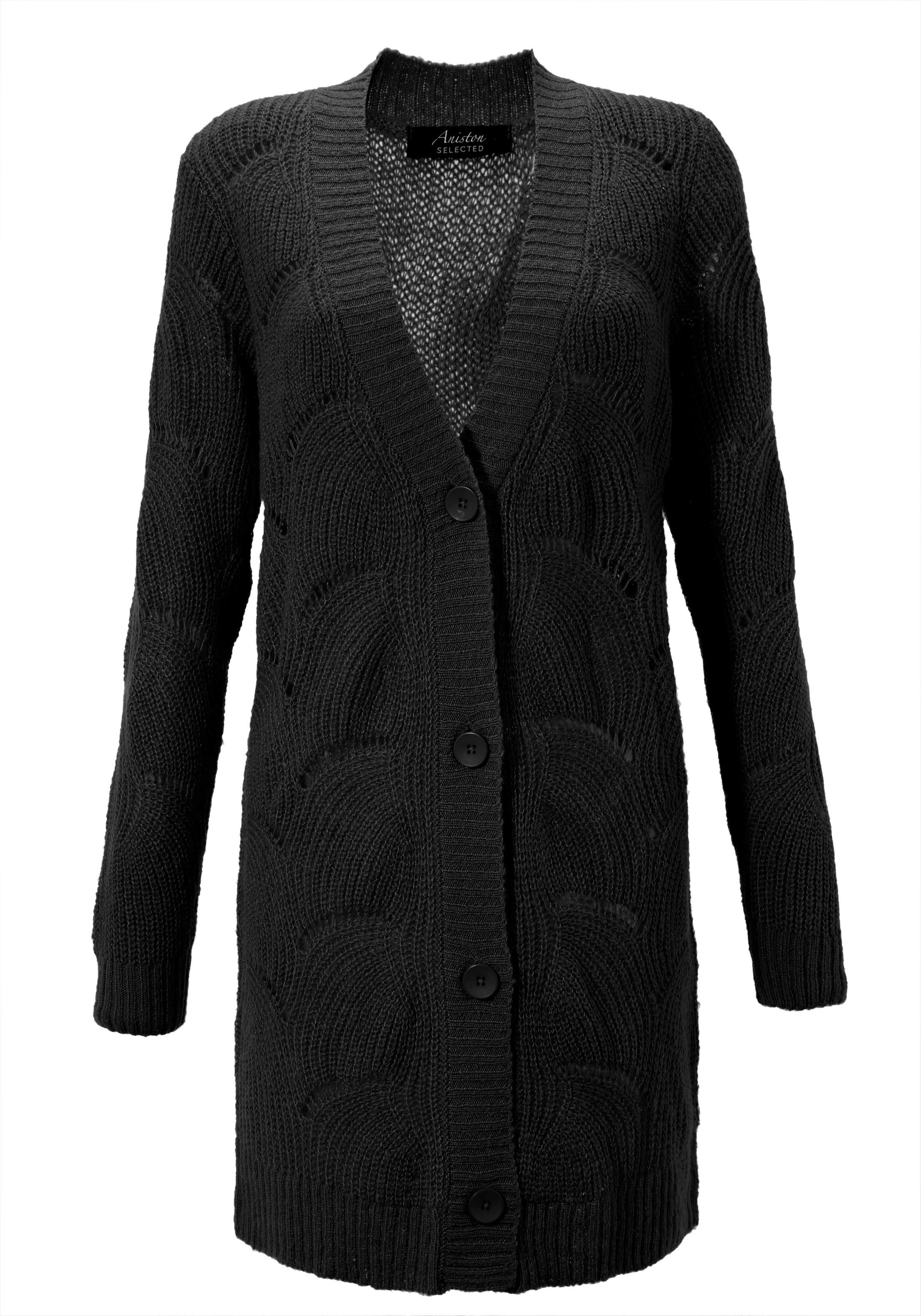 ♕ Aniston SELECTED Longstrickjacke, mit Lochstrick-Muster versandkostenfrei  kaufen