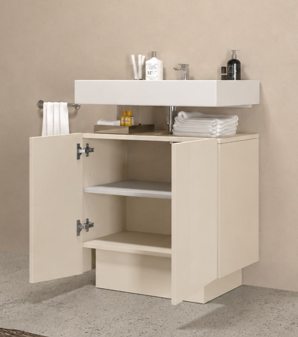 welltime Armoire sous lavabo »Vela,Breite 60cm, 2 Türen, 2 Fächer, mit Siphonausschnitt« 1 cuis tlg. meuble sous-lavabo, plan vasque, design avec portes inclinées