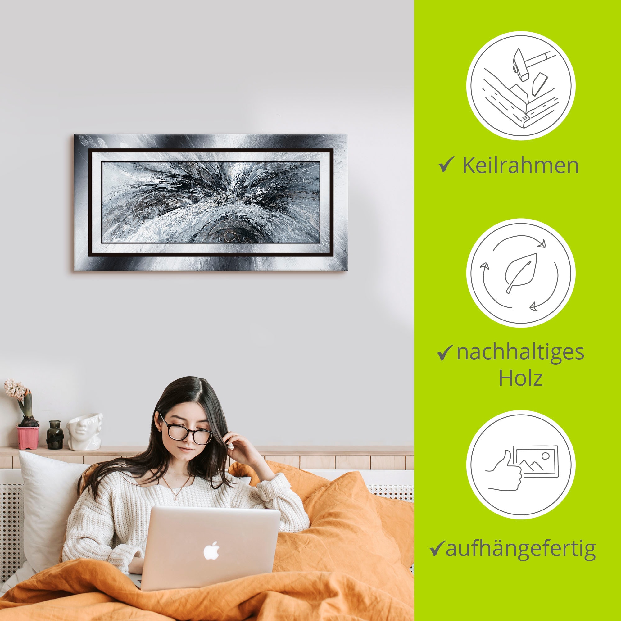 Artland Wandbild »Schwarz - weiss abstrakt 1« Muster 1 Stk. tlg. als Alubild, Outdoorbild, Leinwandbild, Poster in verschied. Grössen