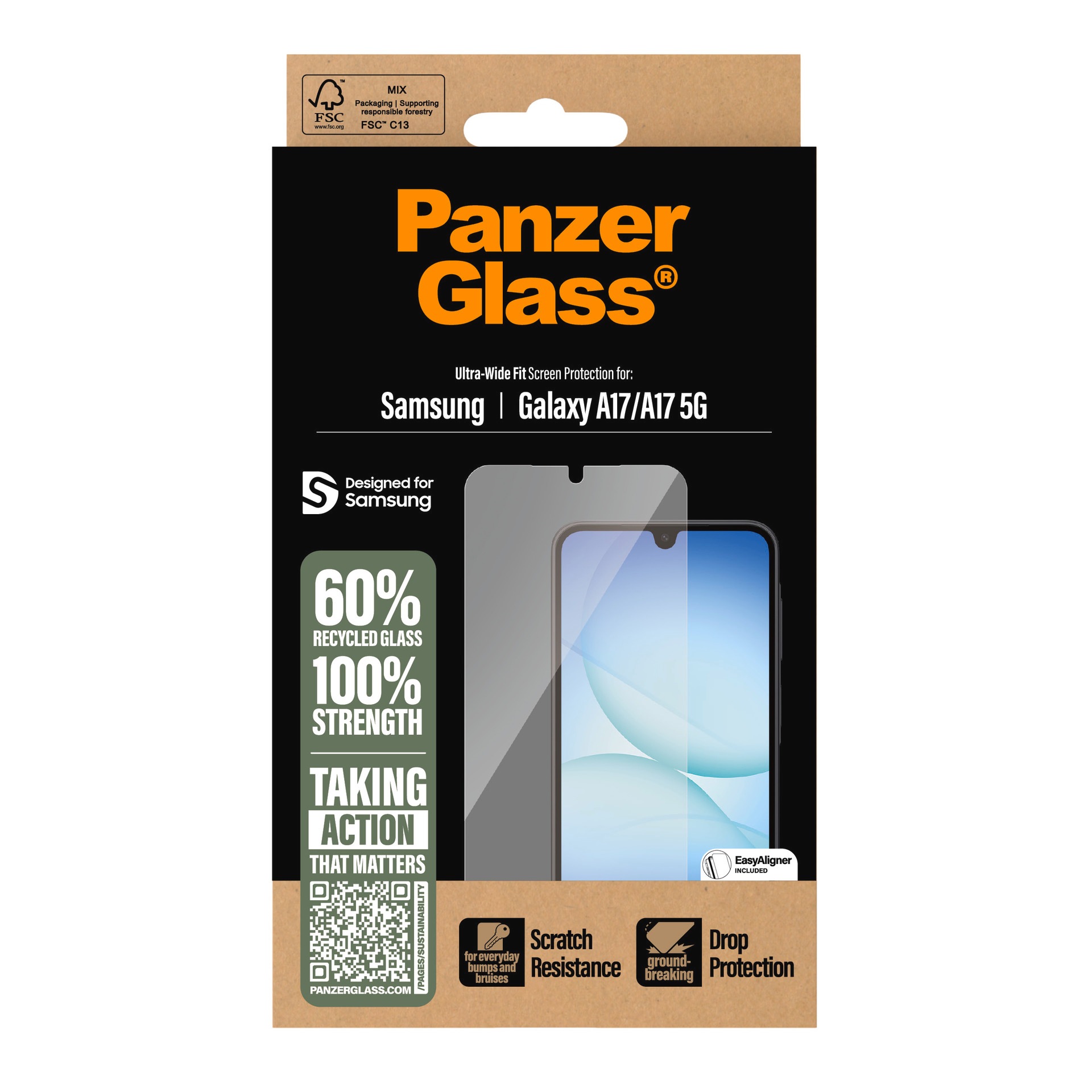 CARE by PanzerGlass Displayschutzglas »Ultra-Wide Fit Screen Protector« für Samsung Galaxy A17;Samsung Galaxy A17 5G Displayschutzfolie, Schutzfolie, Bildschirmschutz, kratz- & stossfest