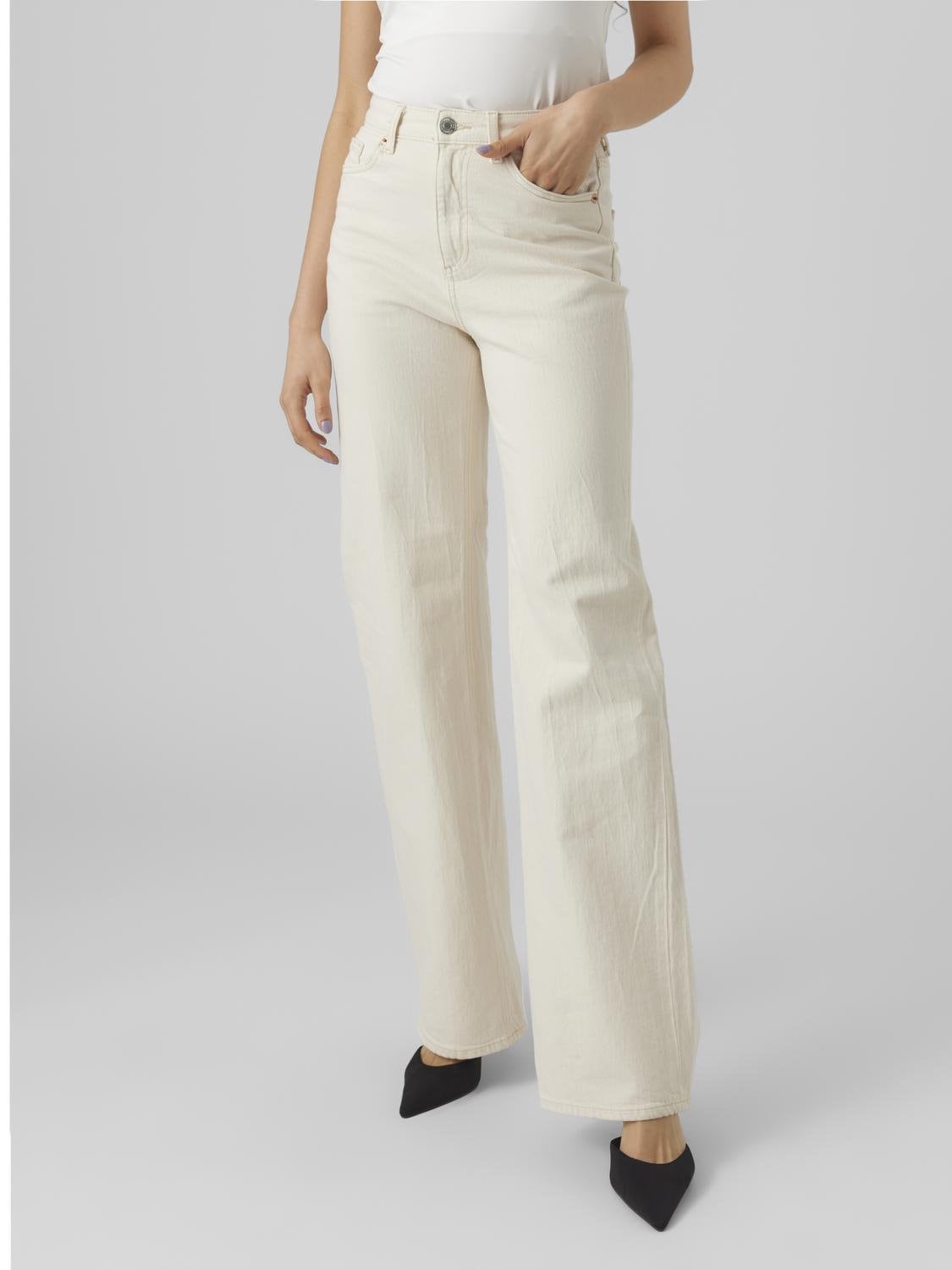 Image of Vero Moda Straight-Jeans "VMTESSA HR WIDE STR JEANS ECRU GA"
