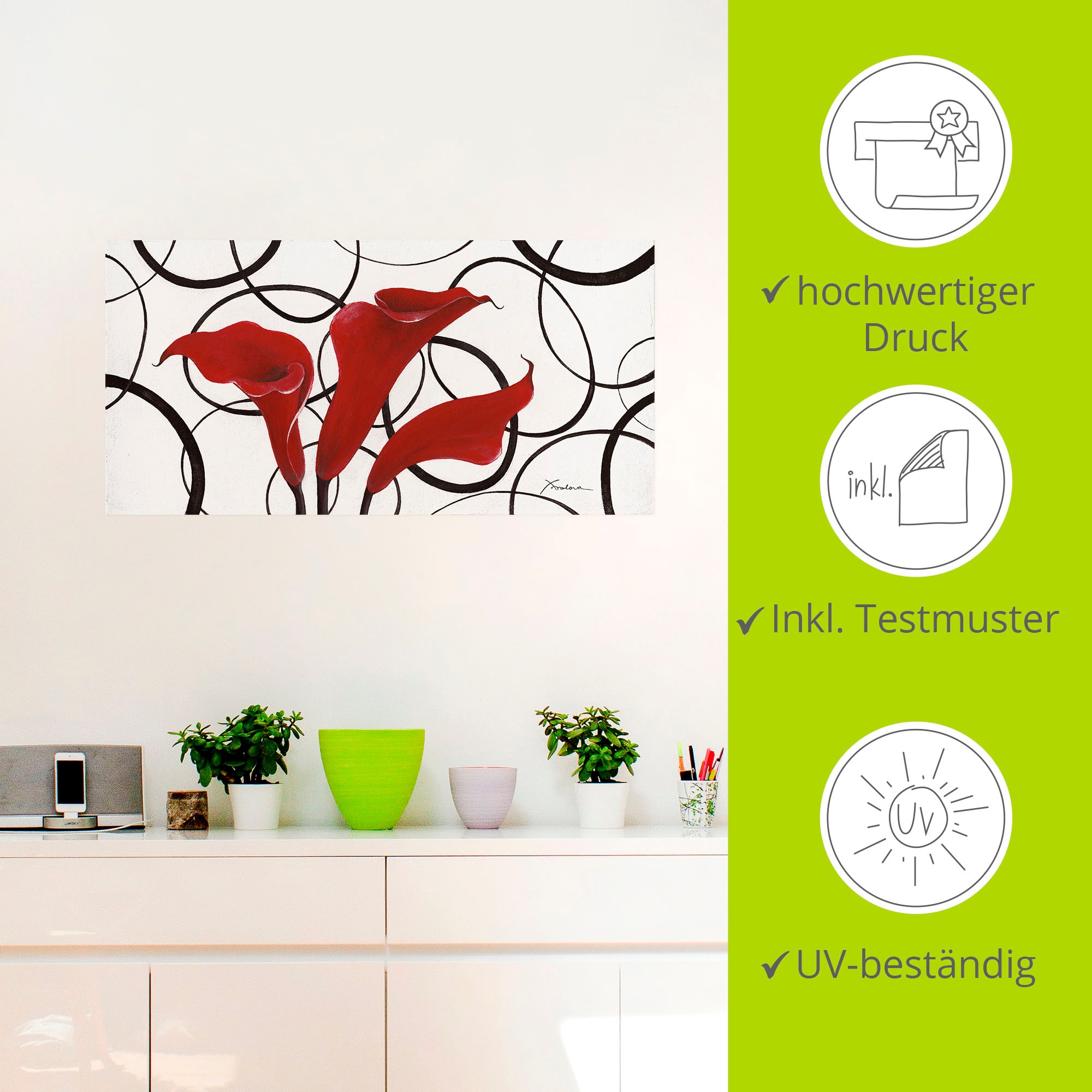 Artland Wandbild »Callas«, Blumen, (1 St.), als Leinwandbild, Wandaufkleber in verschied. Grössen
