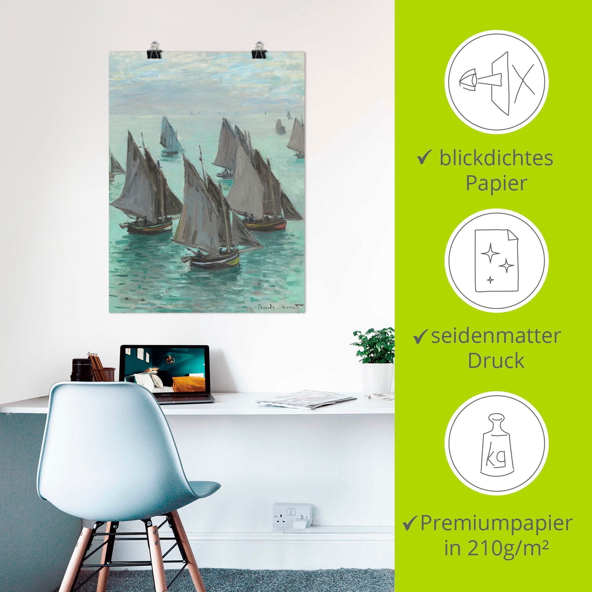 Artland Wandbild »Fischerboote bei ruhigem Wetter« Boote & Schiffe 1 Stk. tlg. als Leinwandbild, Poster in verschied. Grössen