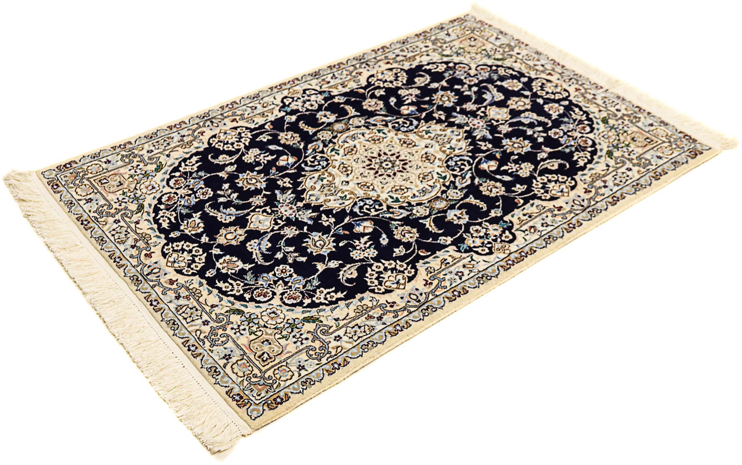 Image of morgenland Orientteppich »Perser - Nain - Premium - 123 x 80 cm - dunkelblau«, rechteckig, 6 mm Höhe, Wohnzimmer, Handgeknüpft, Einzelstück mit Zertifikat bei Ackermann Versand Schweiz