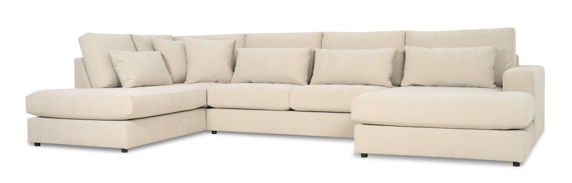 GOODproduct Wohnlandschaft »Nivette, weiches Chenille« Breite 386 cm, U-Form, bodentief, 6 Zierkissen inkl.
