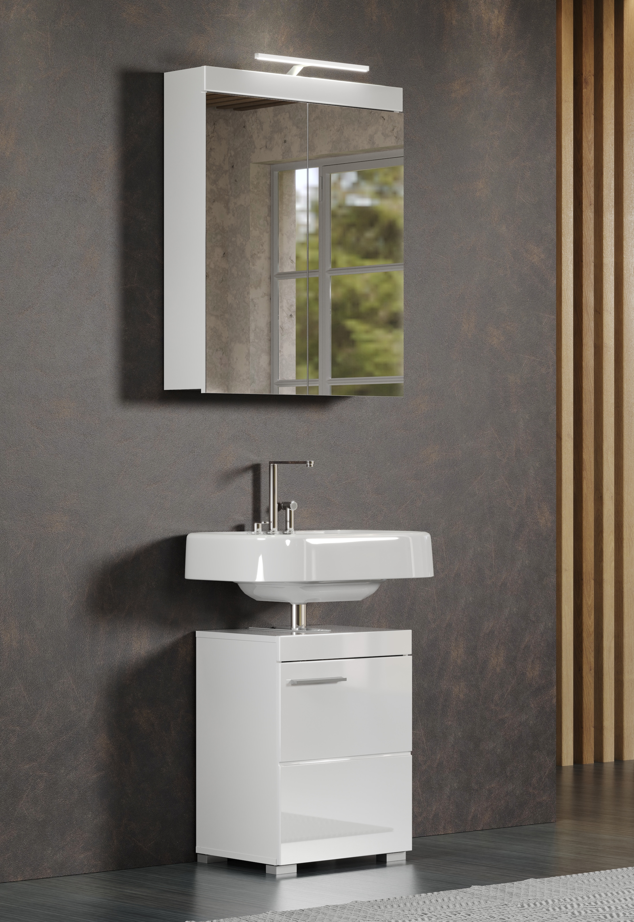 welltime Waschbeckenunterschrank »Avena« 1 Stk. tlg. Unterschrank mit Tür & Einlegeboden – (B/T/H) 40/34/56 cm