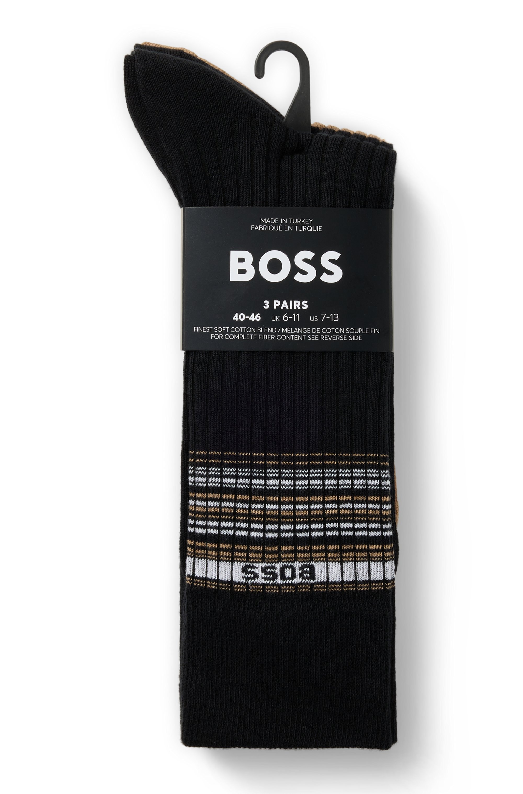 BOSS Freizeitsocken »3P RS Rib Stripe«, (Packung, 3 Paar), mit BOSS Logo