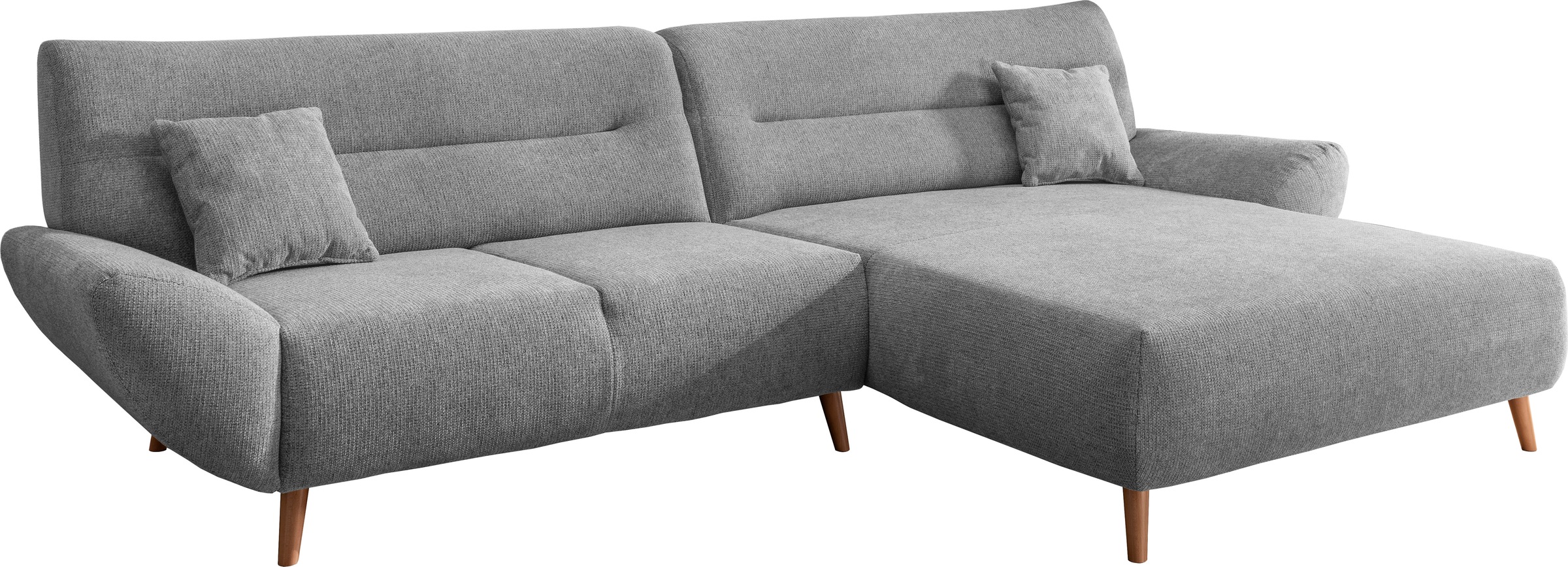 INOSIGN Ecksofa »Drago, elegant und zeitlos, komfortabel, Holzfuss, L-Form«, frei im Raum stellbar, inkl. 2 Zierkissen