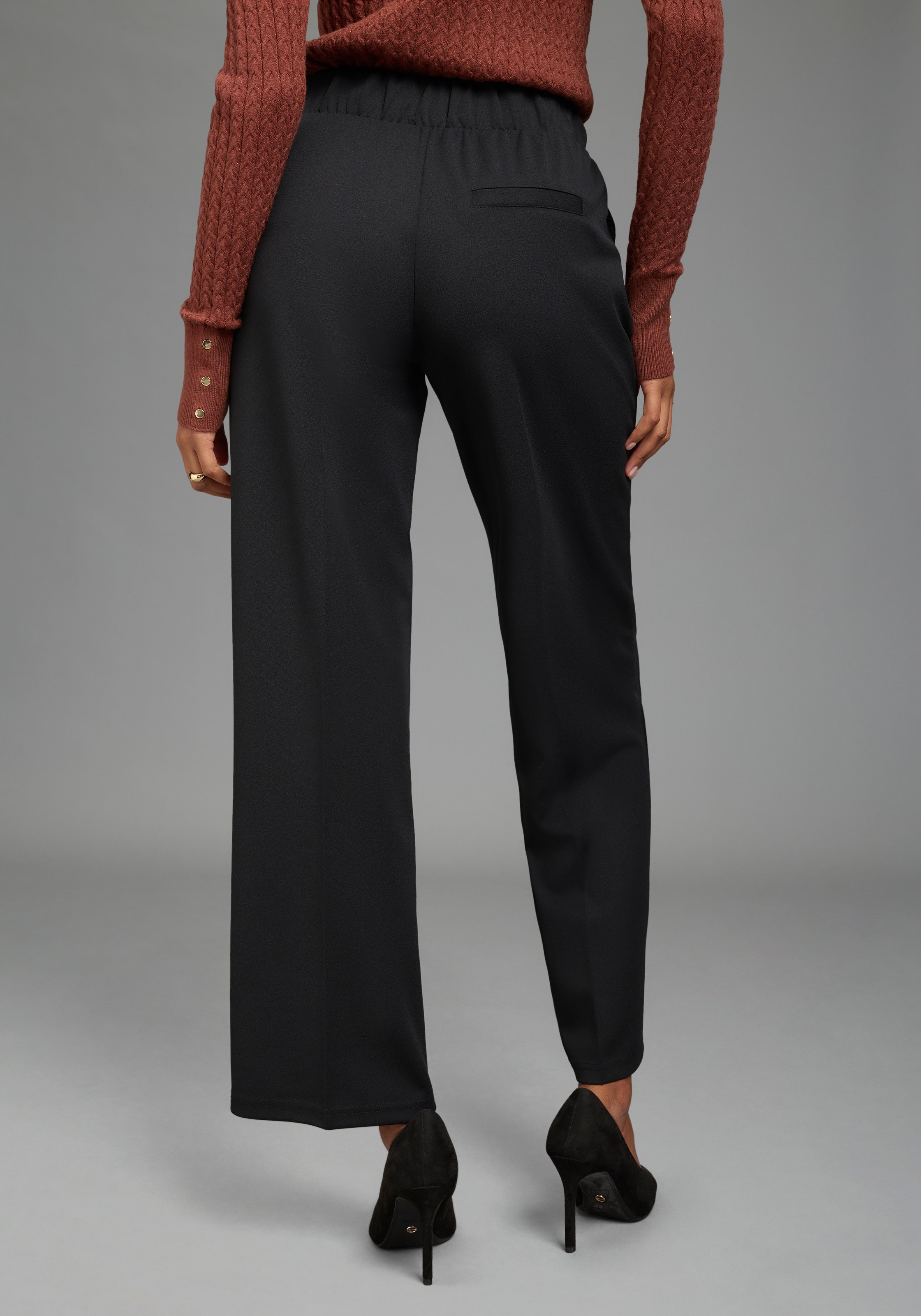 Laura Scott Pantalon à enfiler  Avec plis repassés et boutons décoratifs à l'entrée de la poche