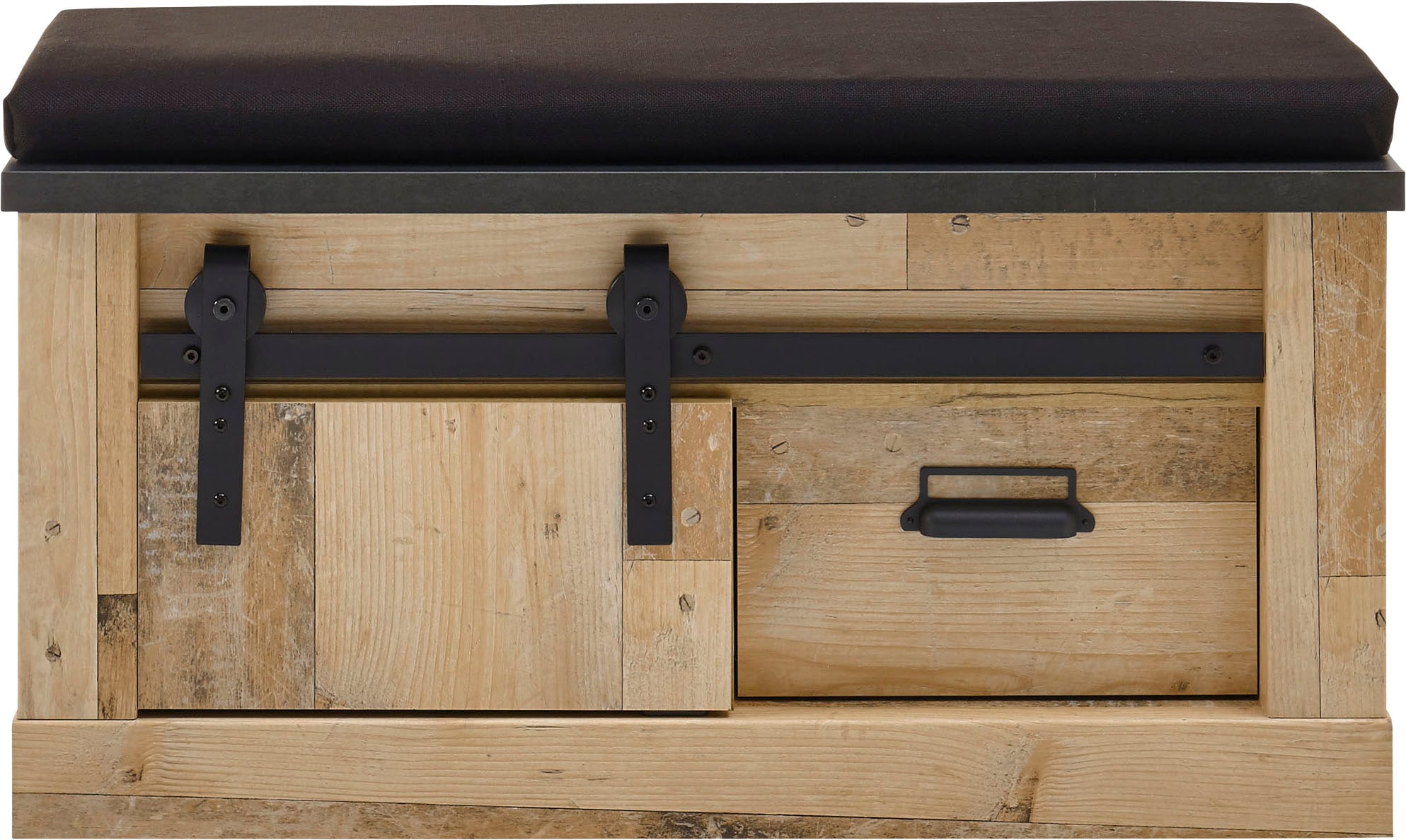 Home affaire Sitzbank »SHERWOOD«, modernes Holz Dekor, mit Scheunentorbeschlag aus Metall, Breite 93 cm
