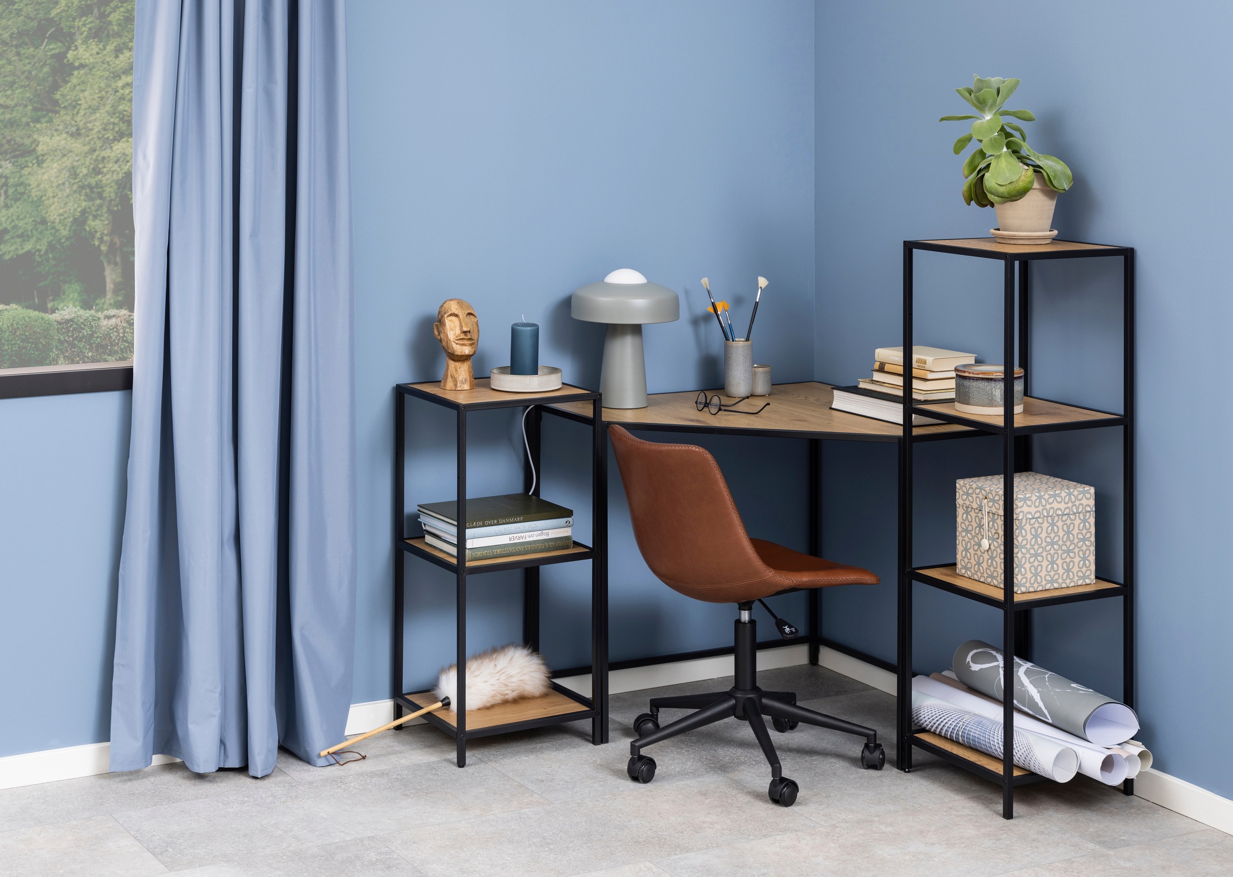 ACTONA GROUP Bücherregal Metallgestell im modernen Industrielook, 2 Einlegeböden, Höhe 82,5 cm
