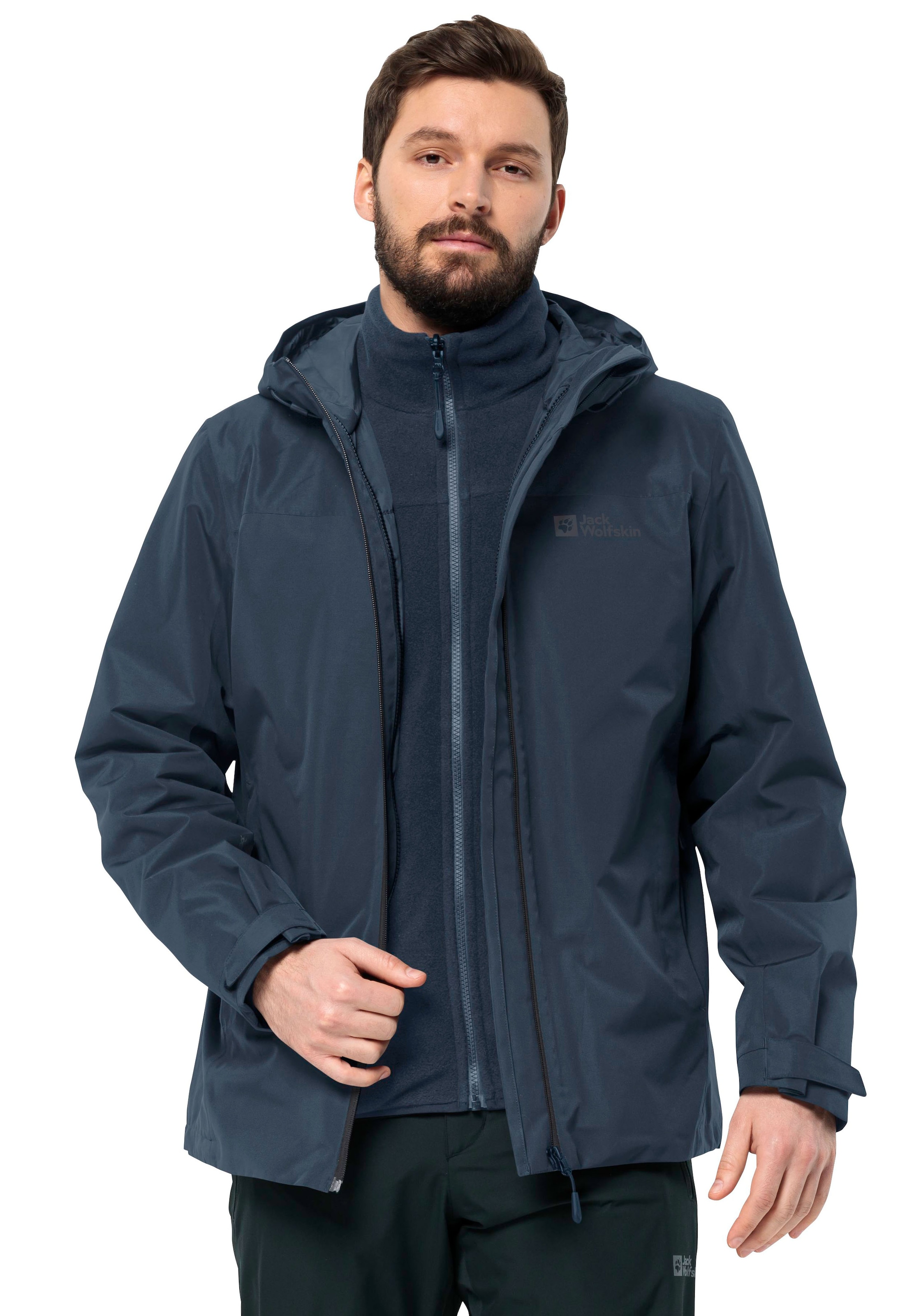 Jack Wolfskin 3-in-1-Funktionsjacke »TAUBENBERG 3IN1 JKT M«, mit Kapuze, mit wasserabweisenden Reissverschlüssen, Wasserdicht, Atmungsaktiv