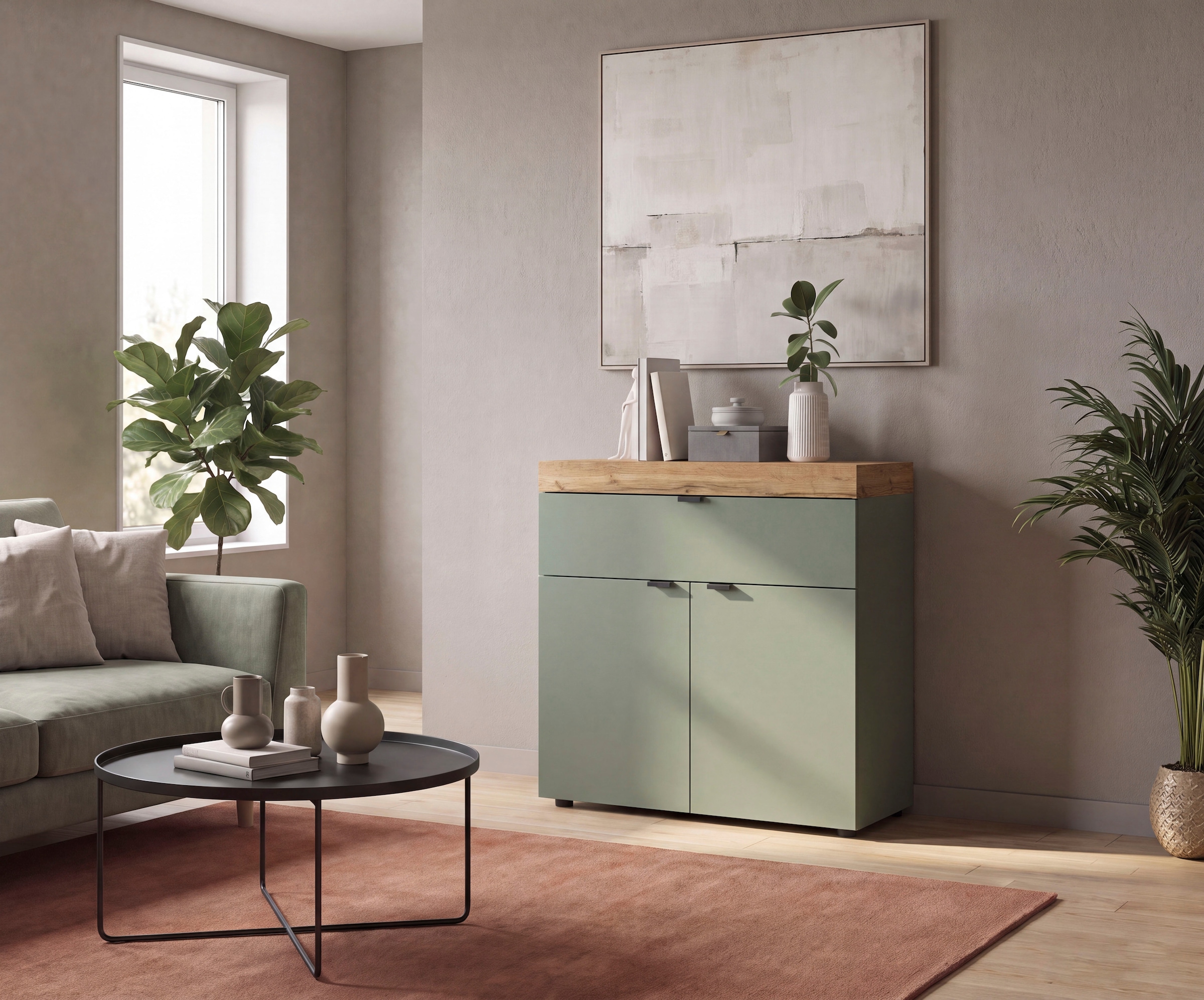 GOODproduct Kommode »MAMBO II, Breite 77cm, 2 Türen, 1 Einlegeboden, 1 Schubkasten« 1 Stk. tlg. Kommode, Anrichte, Wohnzimmer, Schlafzimmer