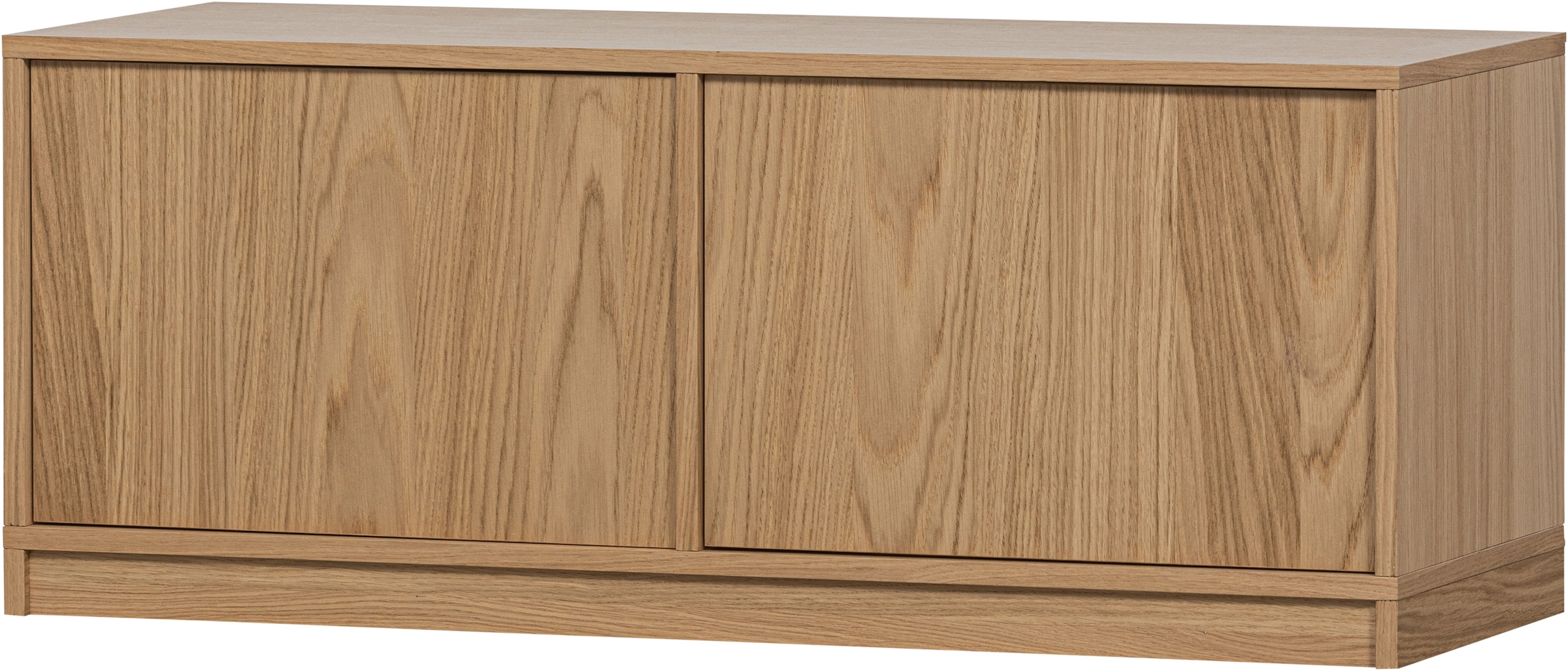 Image of WOOOD Lowboard "Modulair mit Eichenfurnier und Druckmechanismus B 110 x T 40 x H 44 cm" Tragkraft 15 kg pro Einlegeboden, sichtbare Maserung