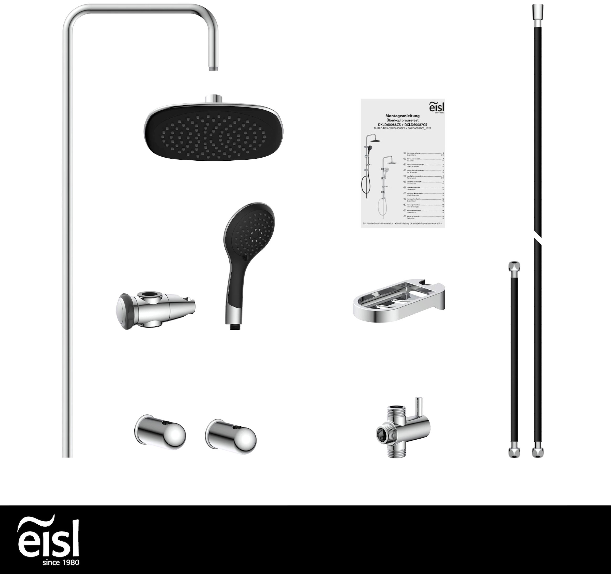 Eisl Garniture de douche »Duschtraum« ensemble de douche avec pommeau fixe et douchette, douche pluie 3 fonctions