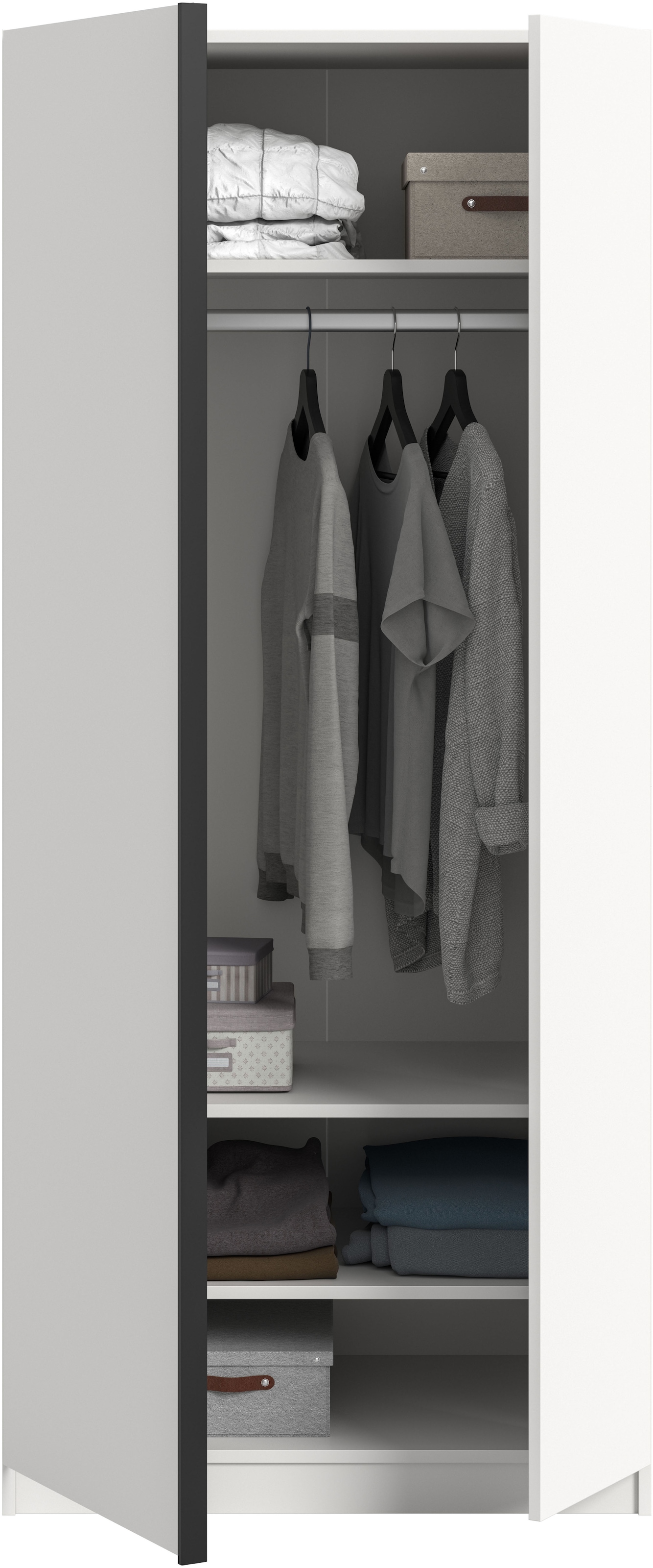 Home affaire Kleiderschrank »BENDINGO, TOPSELLER!, Schlafzimmerschrank, Schrank, Garderobenschrank« OTTO BESTSELLER, Garderobe & Schlafzimmer,  Breite 80cm, weiss, 2-türig, inkl. 1 Kleiderstange und 3 Ablageboden